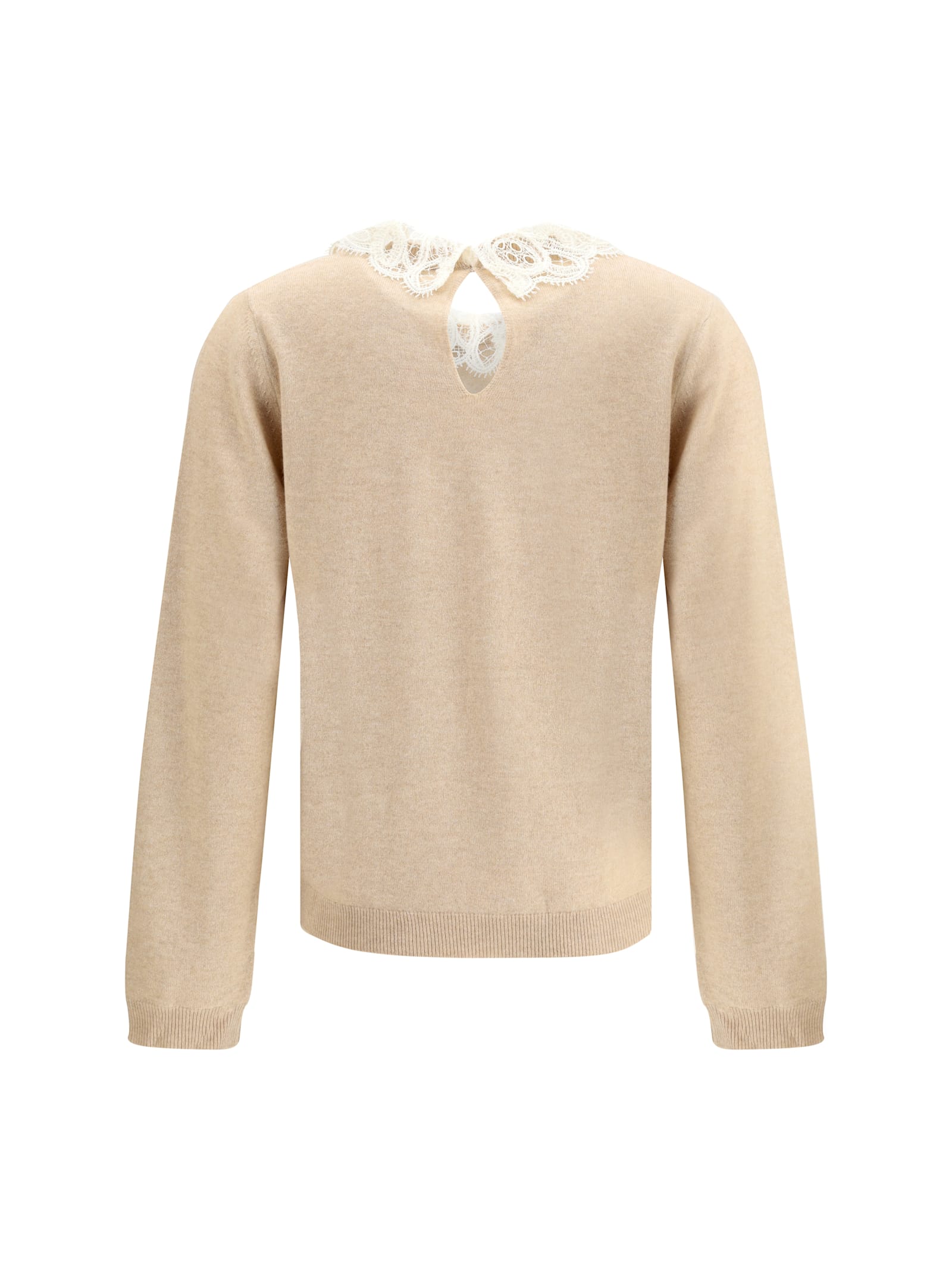 Fabiana Filippi Lace-collar Sweater In Neutral
