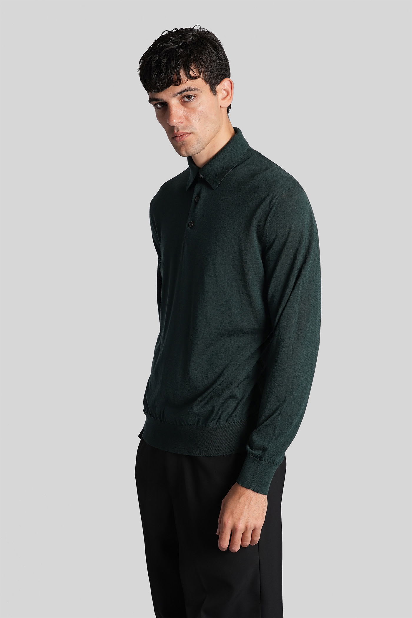 Zegna Polo In Green Wool In Green