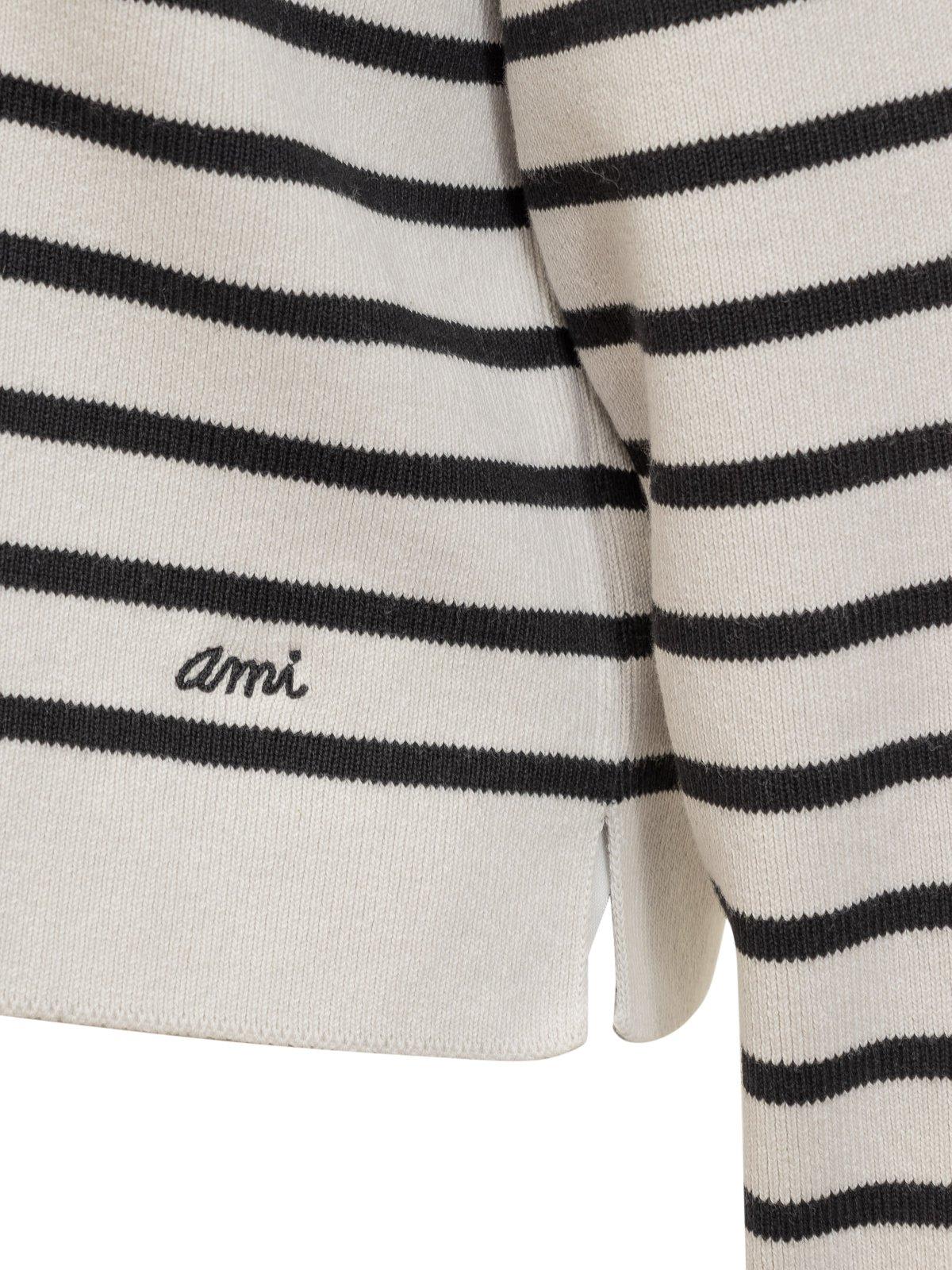 Shop Ami Alexandre Mattiussi Striped Long-sleeved Jumper In Multicolour