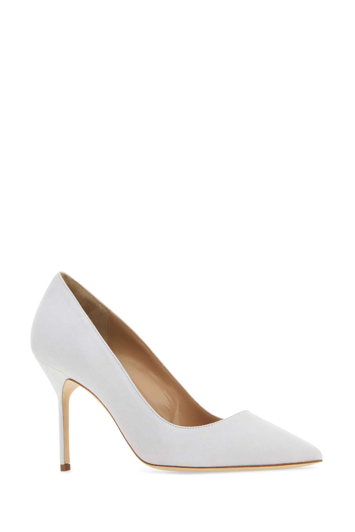 Shop Manolo Blahnik Chalk Suede Bb Pumps In Lgry