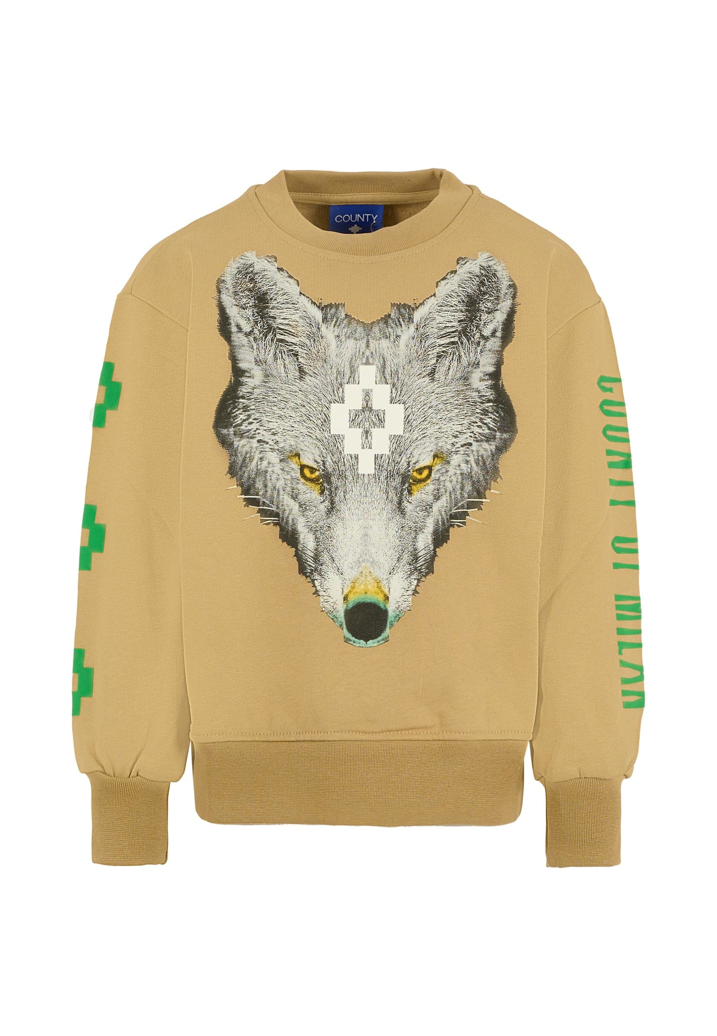 Marcelo Burlon County Of Milan Kids' Beige Sweatshirt For Boy With Logo In Multi