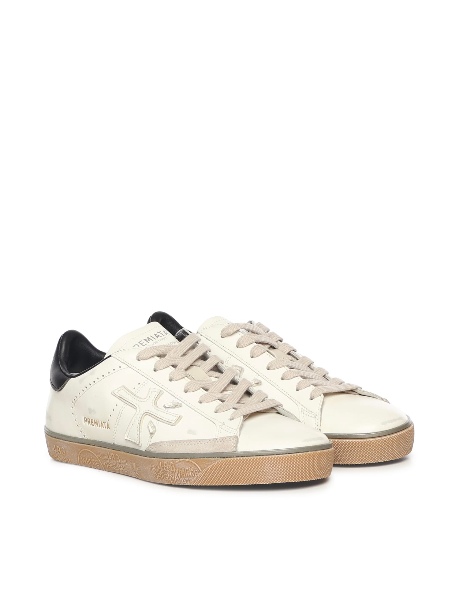 Premiata Perforated-detail Leather Sneakers In Multi