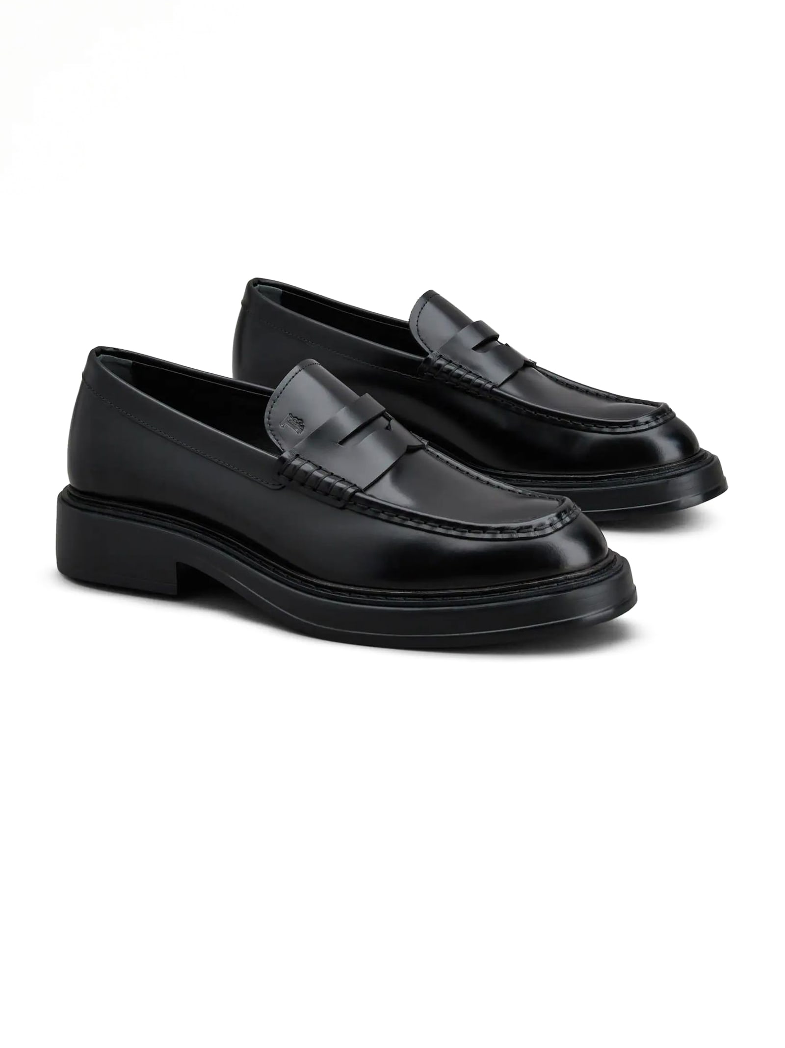 Shop Tod's Black Full Grain Leather Loafers