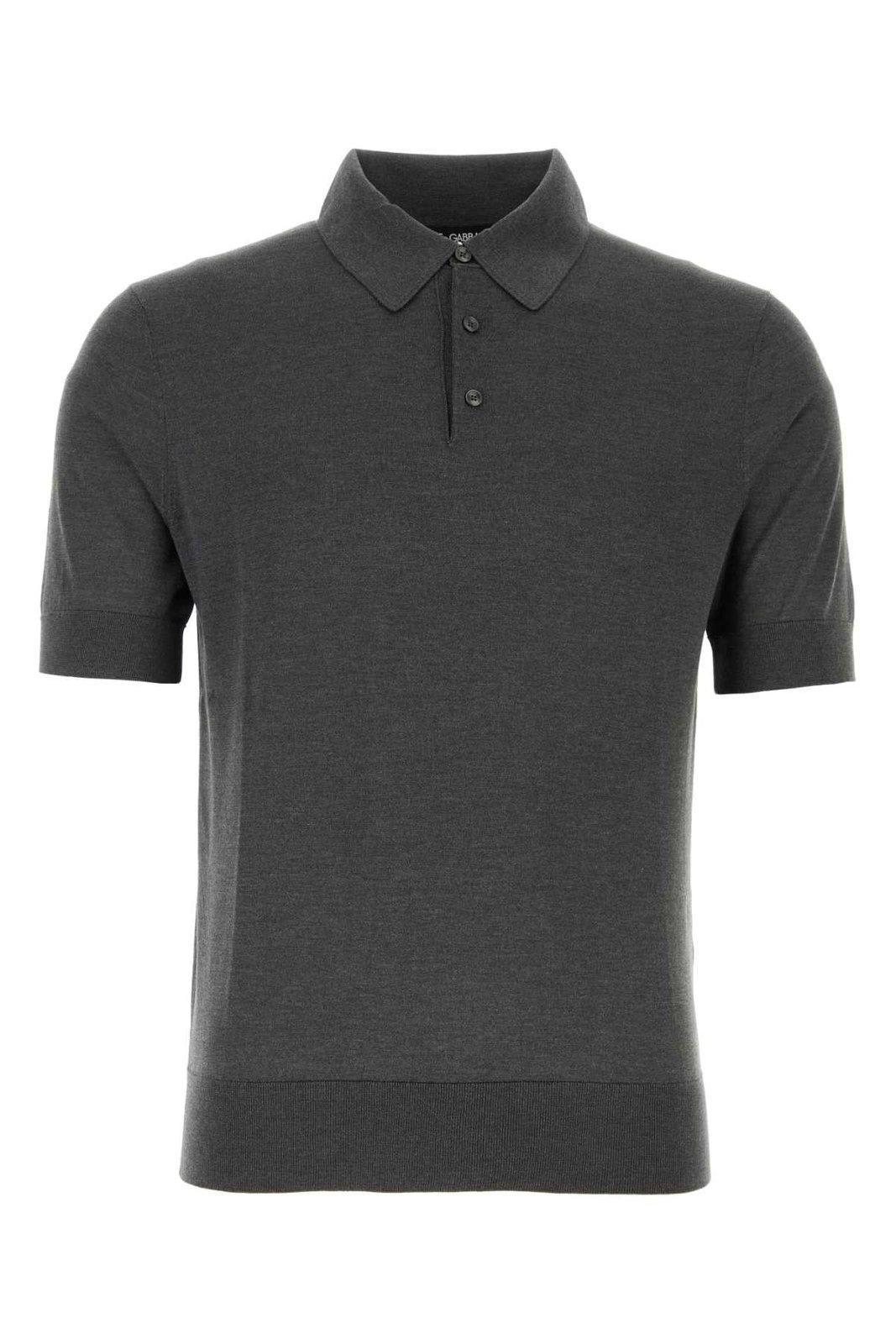 Dolce & Gabbana Short Sleeved Polo Shirt In Gray