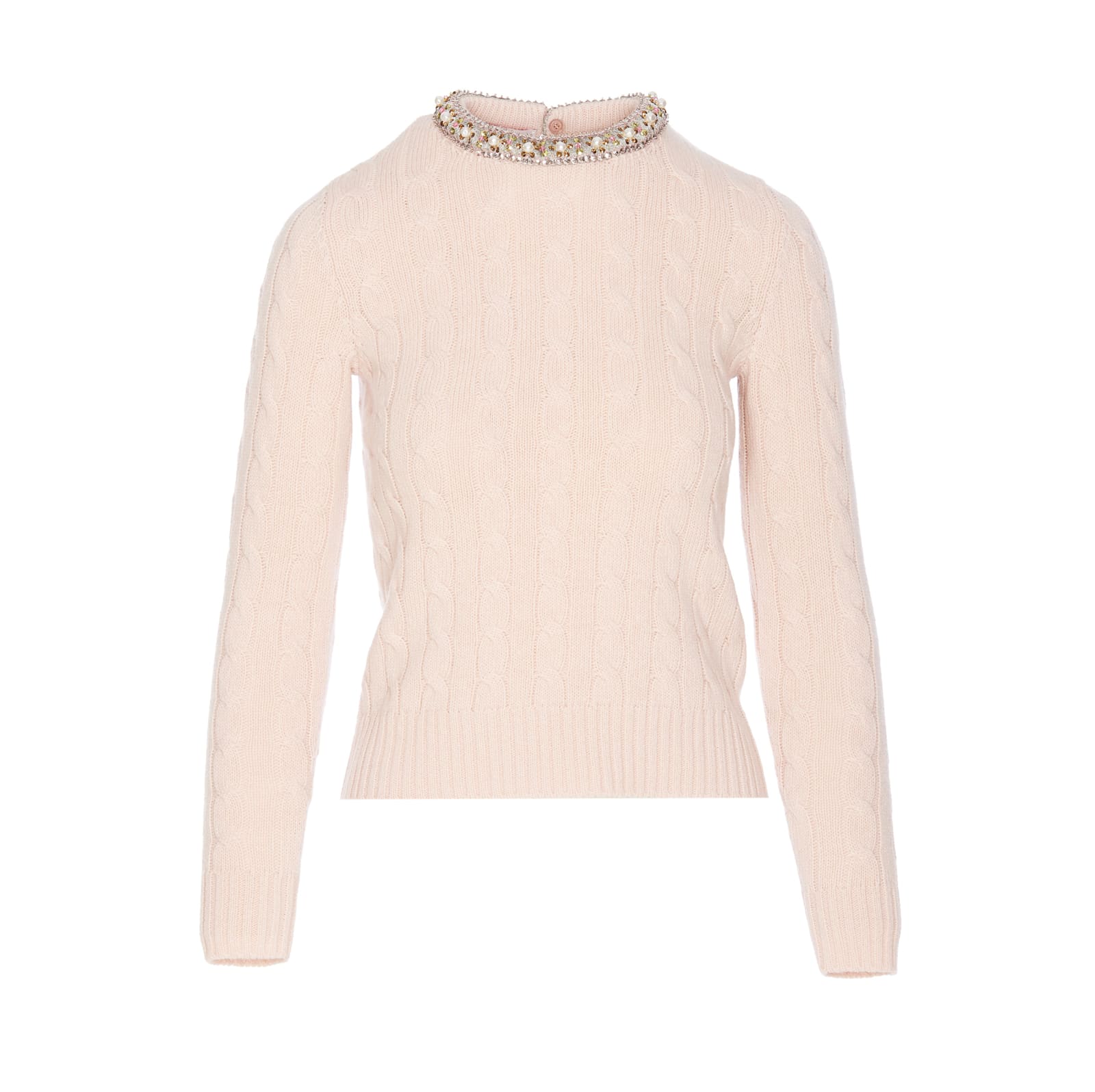 Valentino Garavani Women Cream Wool Sweater In Pink