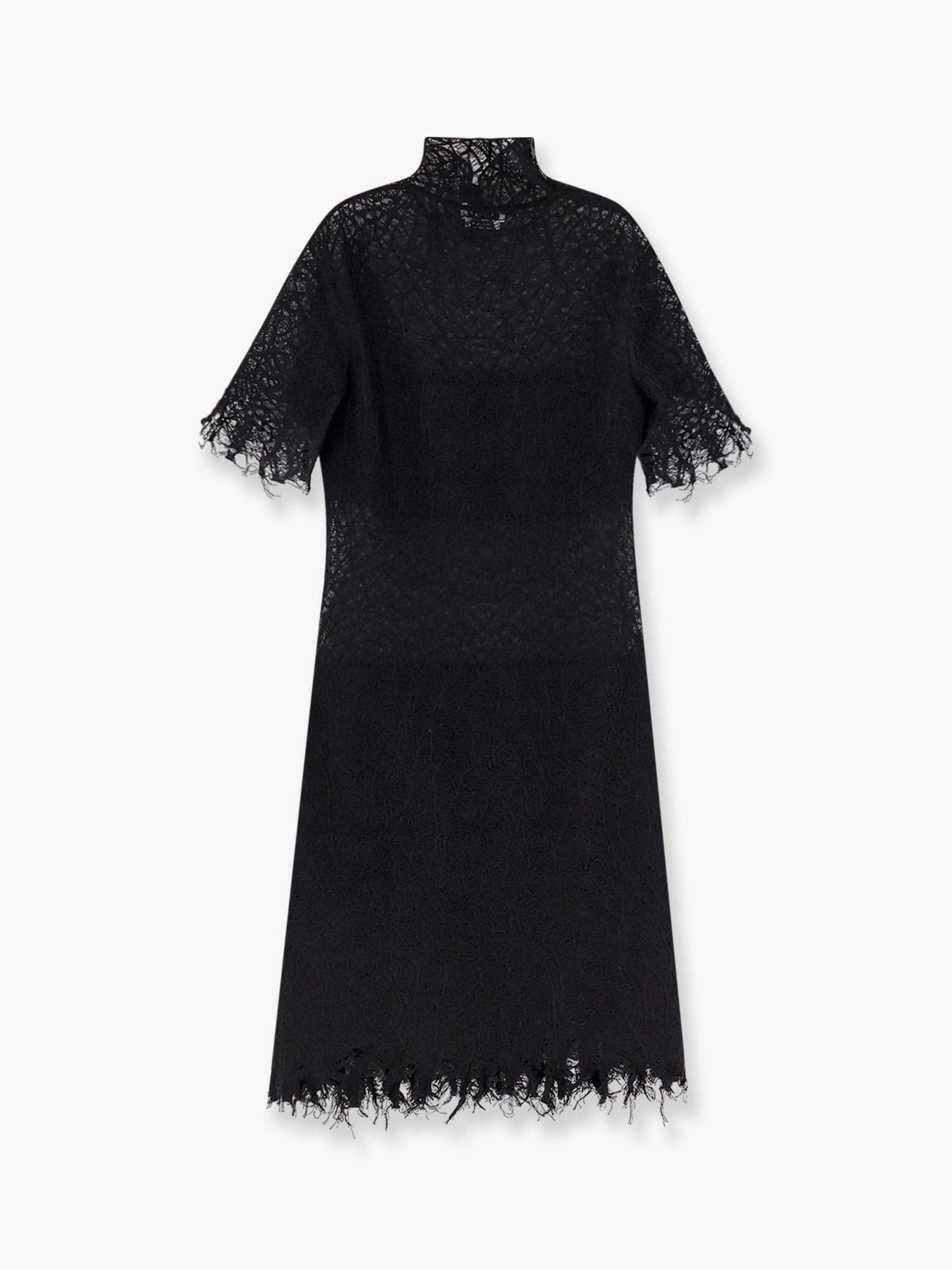 Alexander Mcqueen Lace Dress With Cotton Inserts And Organic Silk In Black