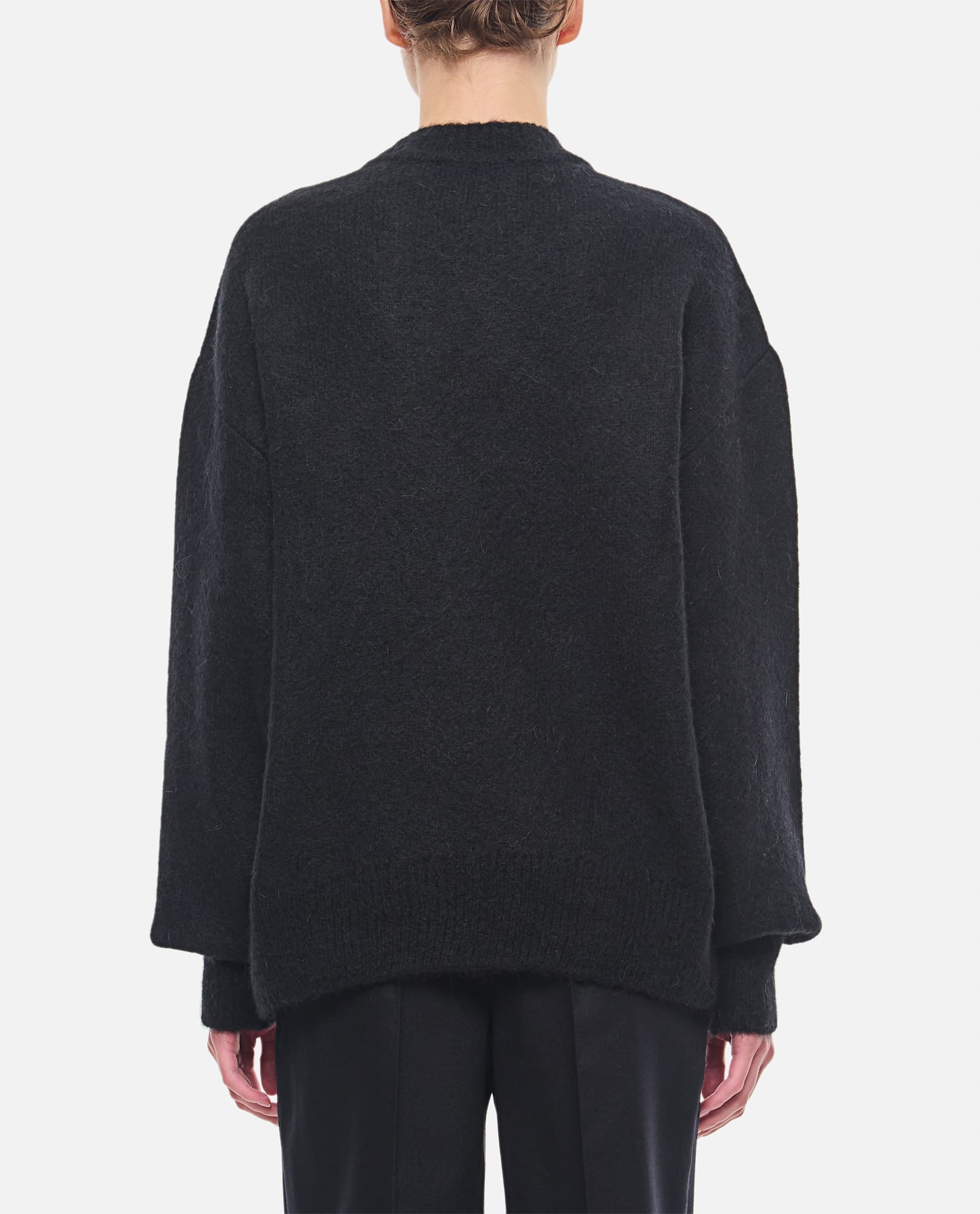 Shop Simone Rocha Alpaca Knit Relaxed Jumper W/ Turbo Emb In Black