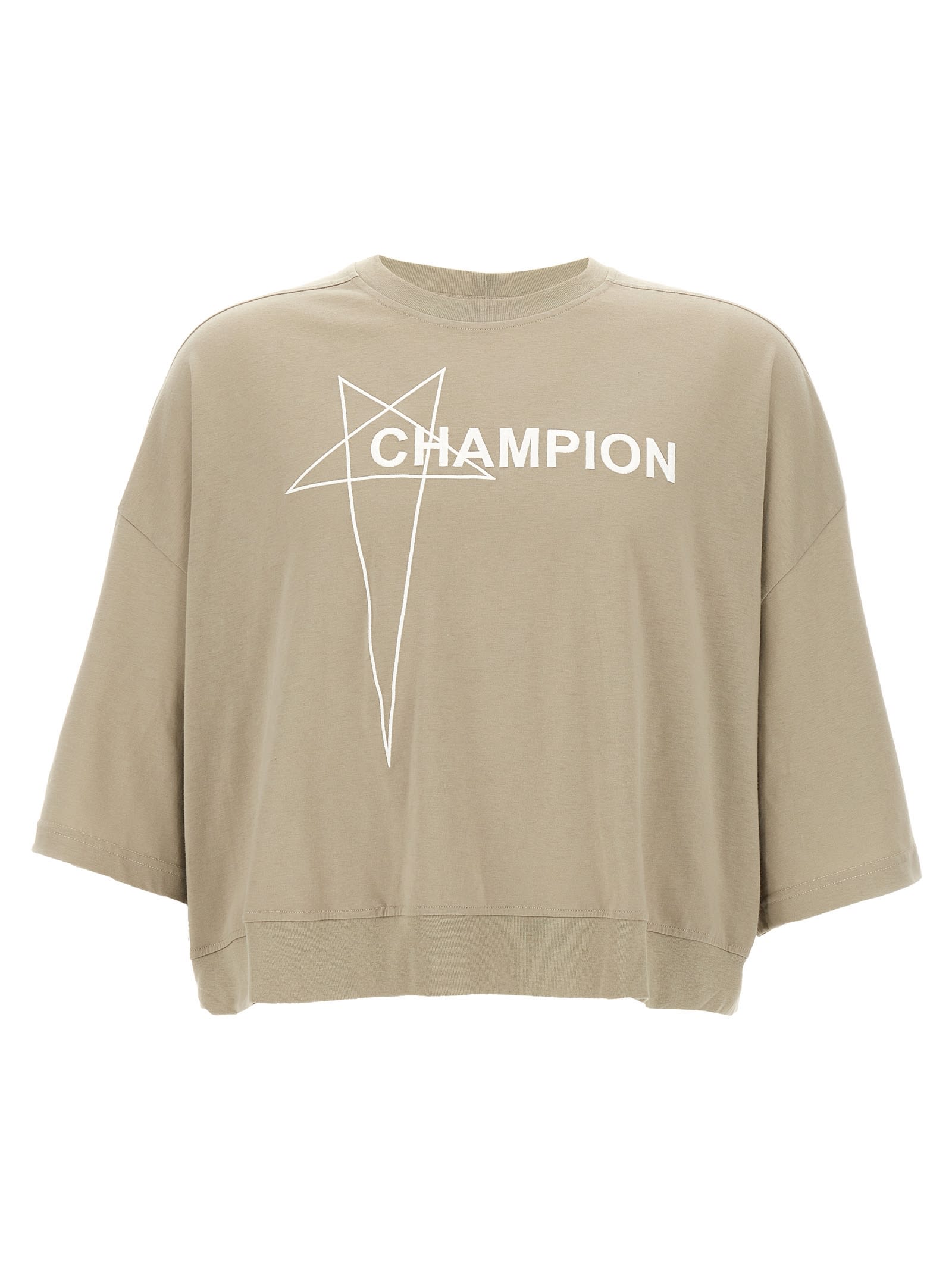 Rick Owens Champion Graphic Print Crew Neck T-shirt In Neutral