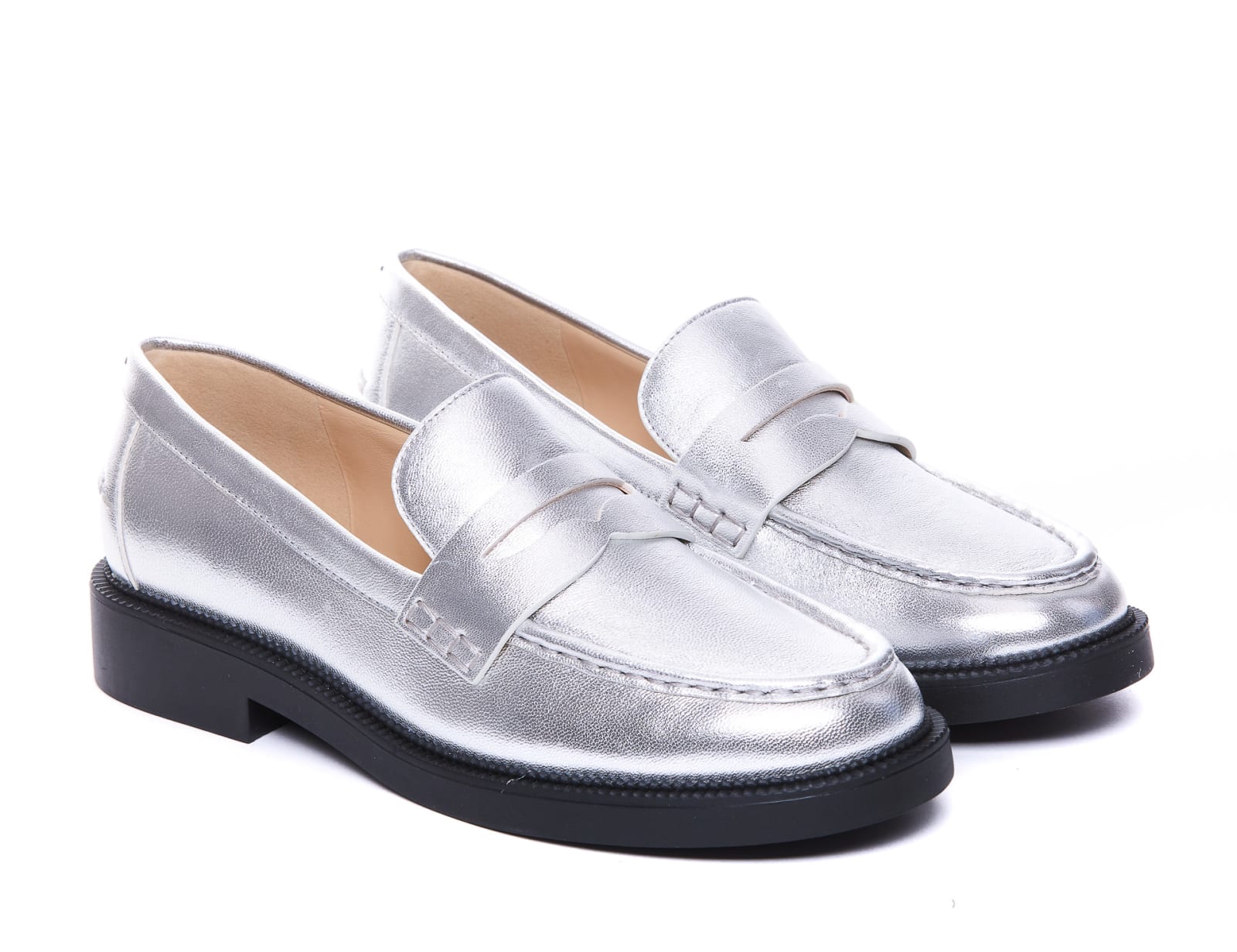 Shop Michael Michael Kors Eden Loafers In Silver