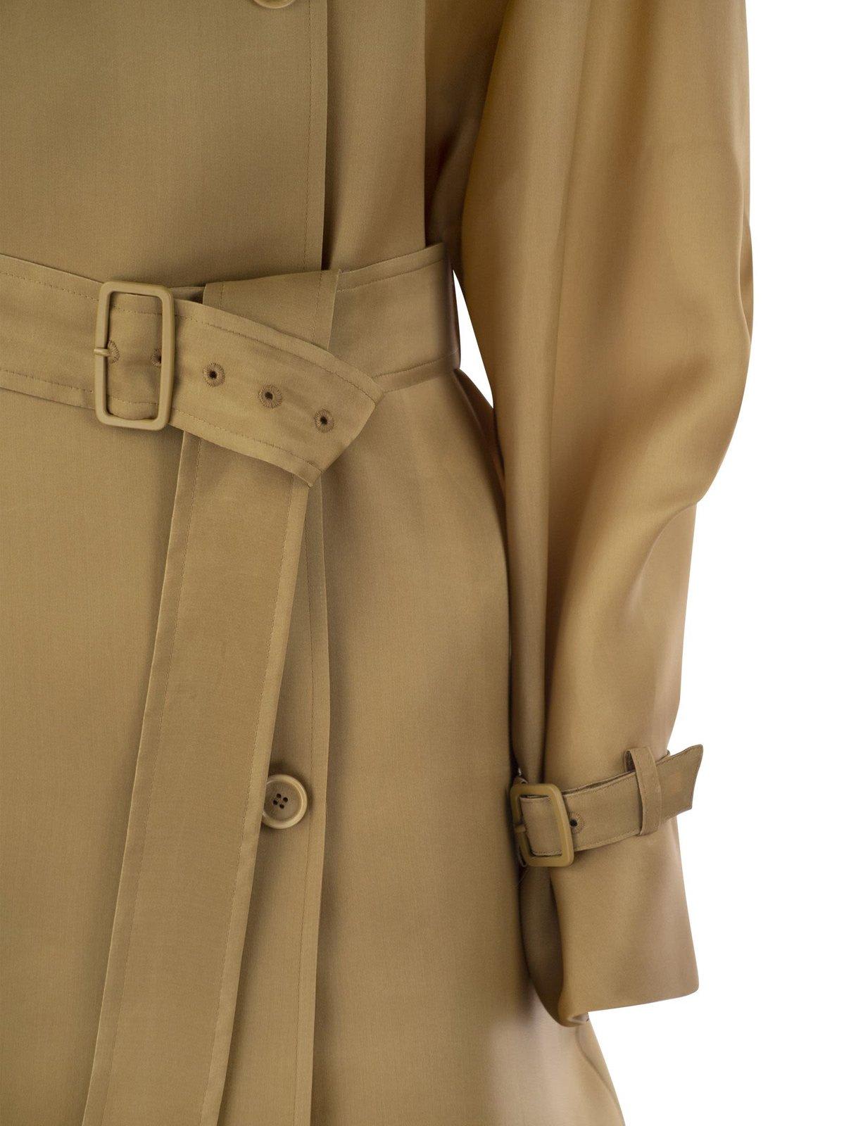 Shop Max Mara Double-breasted Belted Coat  In Luggage