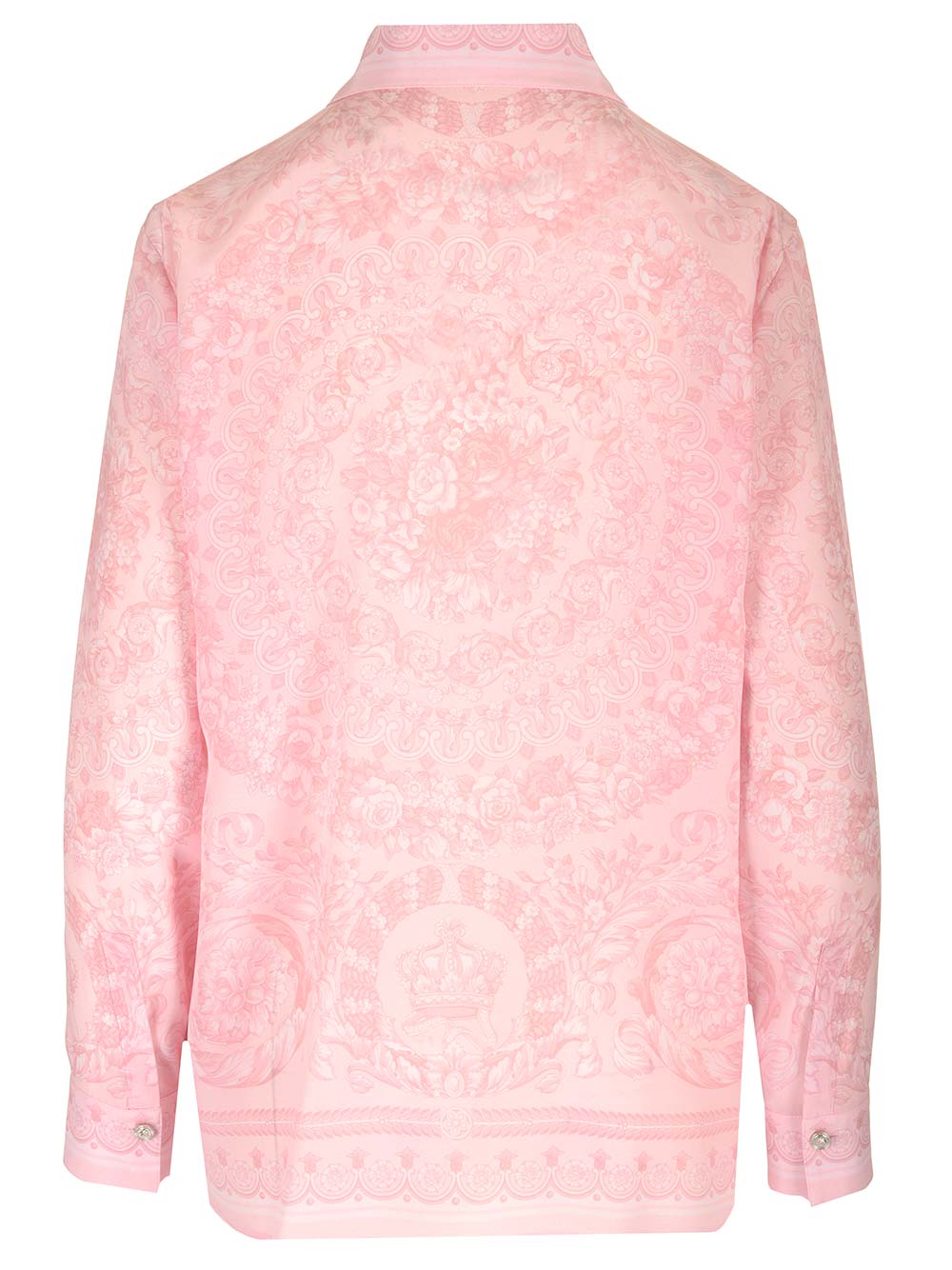 Shop Versace Pink Silk Twill Shirt In Rosa