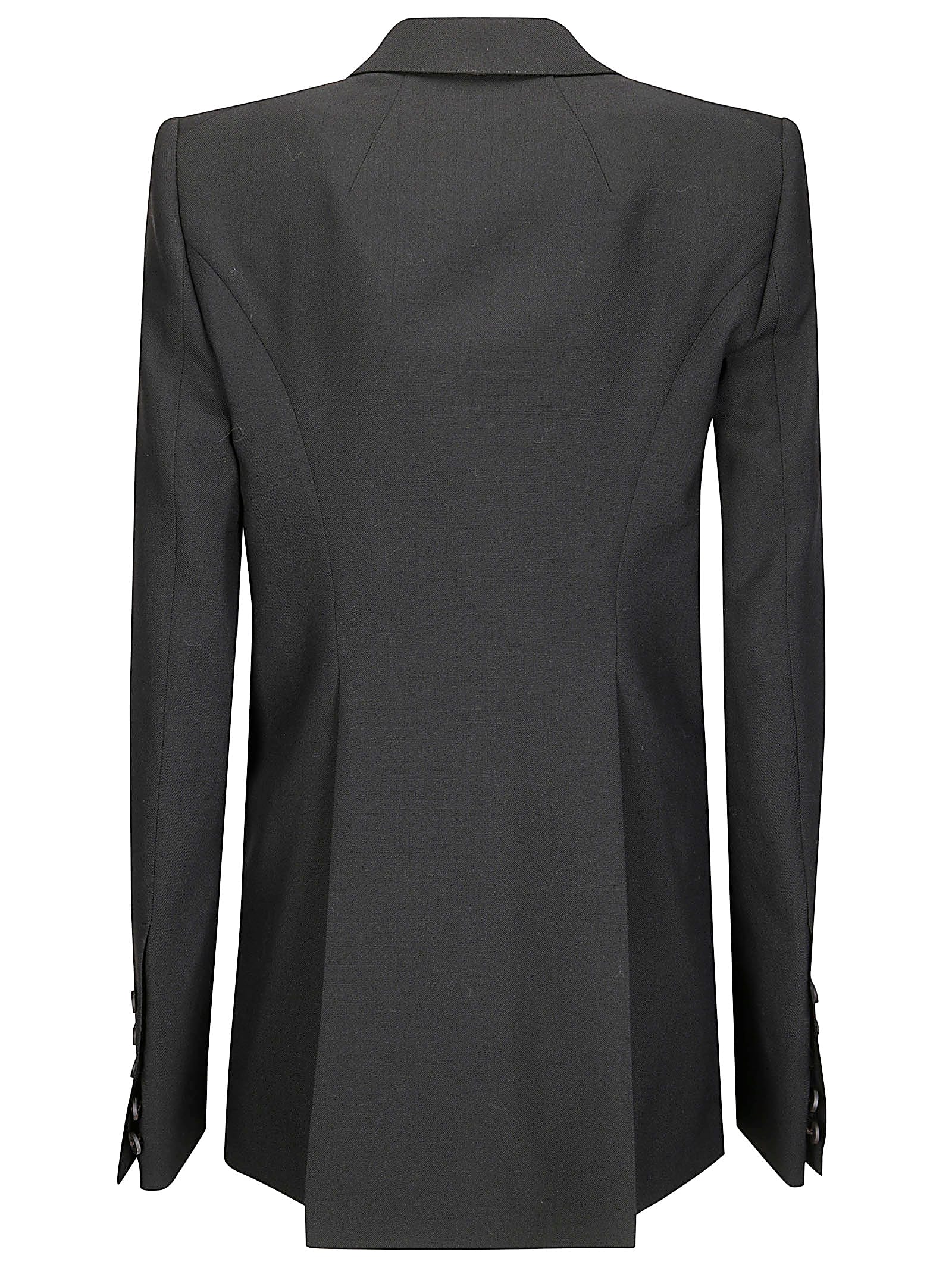 Rick Owens Tailored Jacket With Notched Lapel And Back Vent In Black