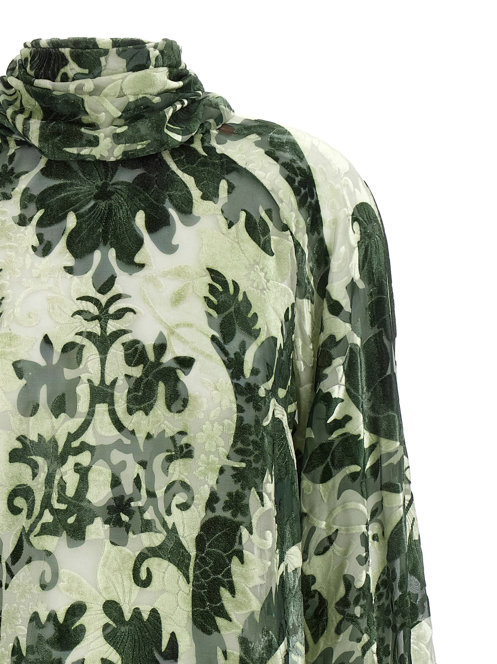 F.r.s For Restless Sleepers Printed Silk Blouse In Green