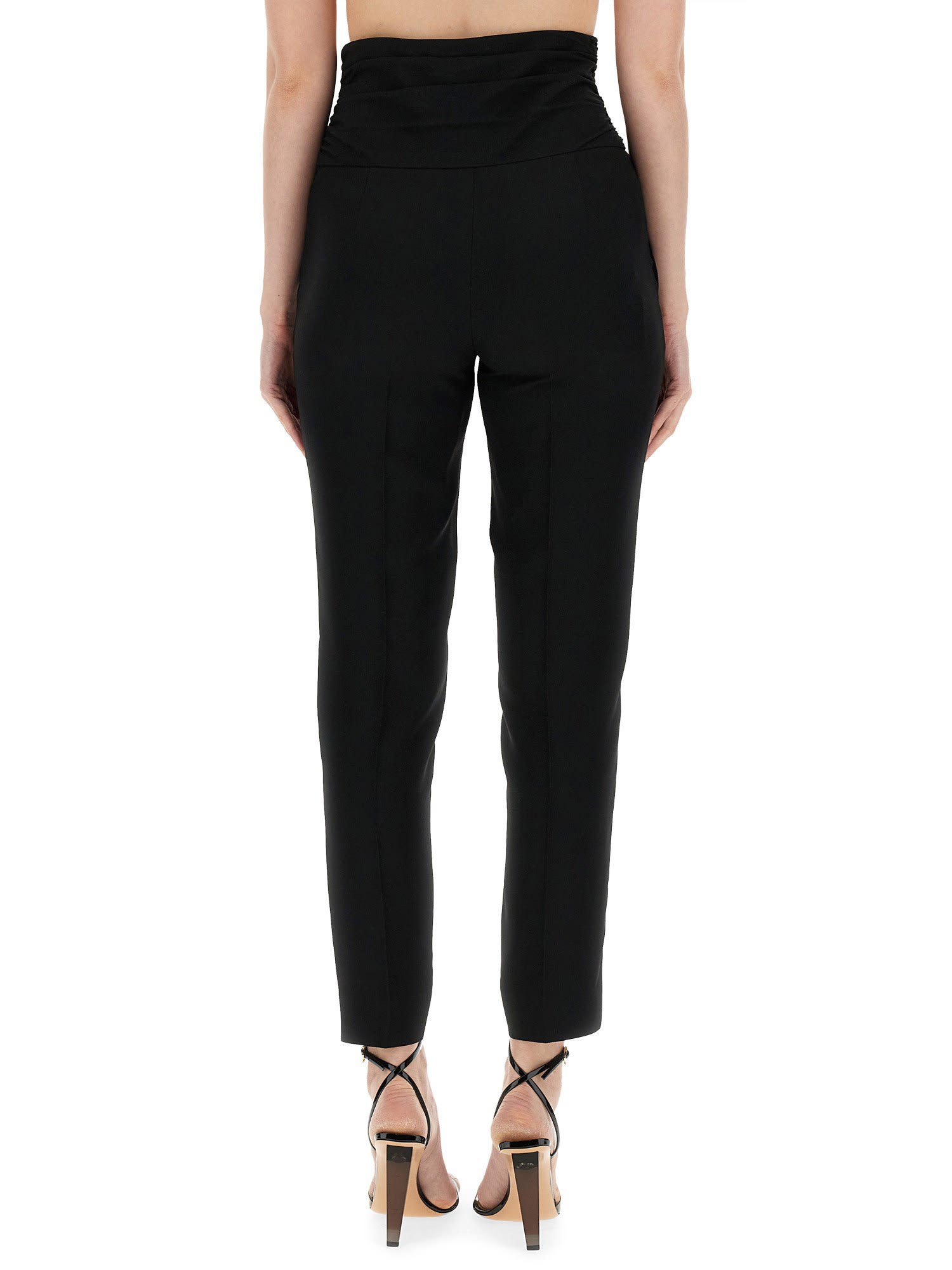 Shop Moschino Pants With Heart Application In Black