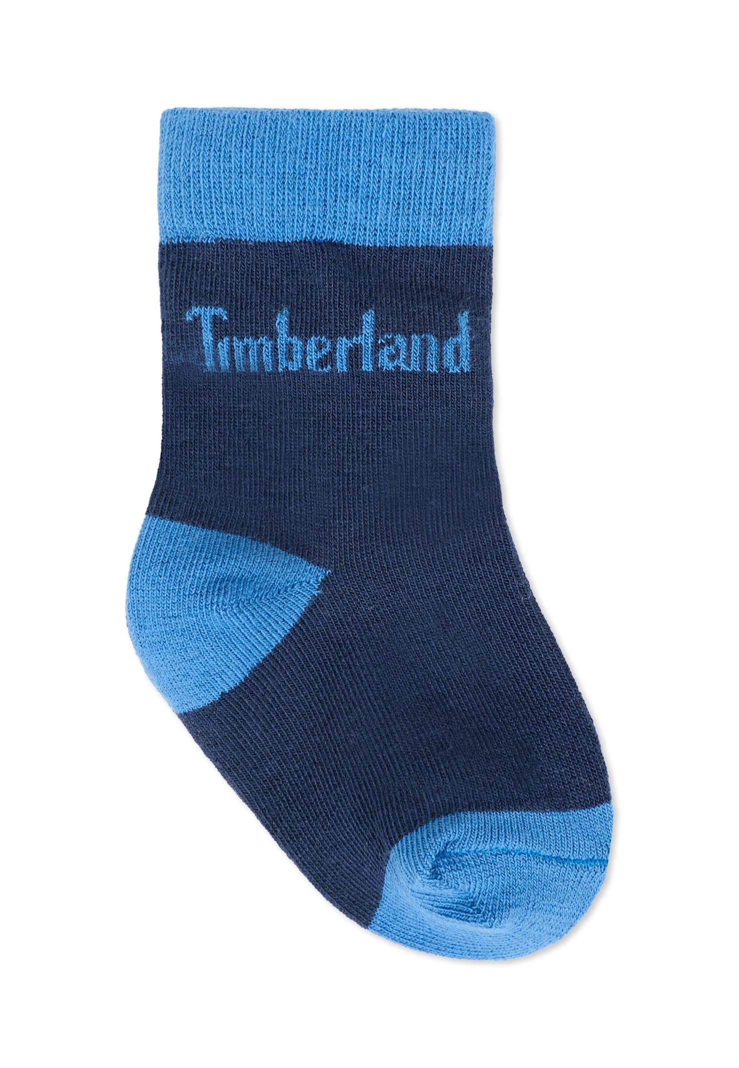 Timberland Blue Sock Set For Baby Boy With Logo In Blue