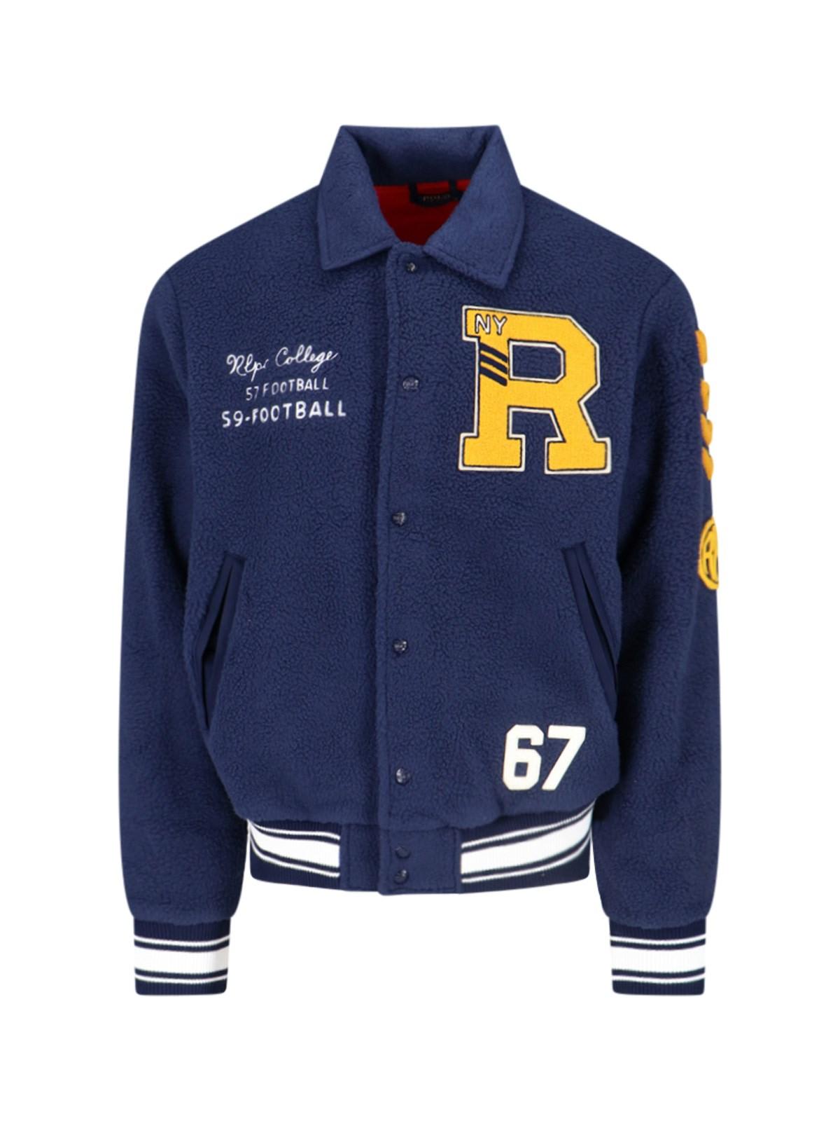 Shop Ralph Lauren Logo Bomber Jacket In Cruise Navy