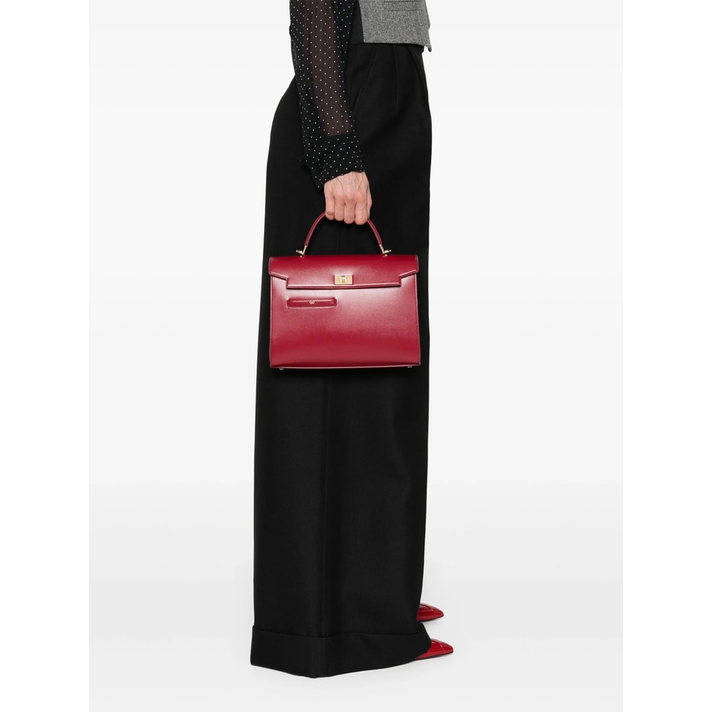 Anya Hindmarch Mortimer Shiny Leather Top-handle Bag In Red