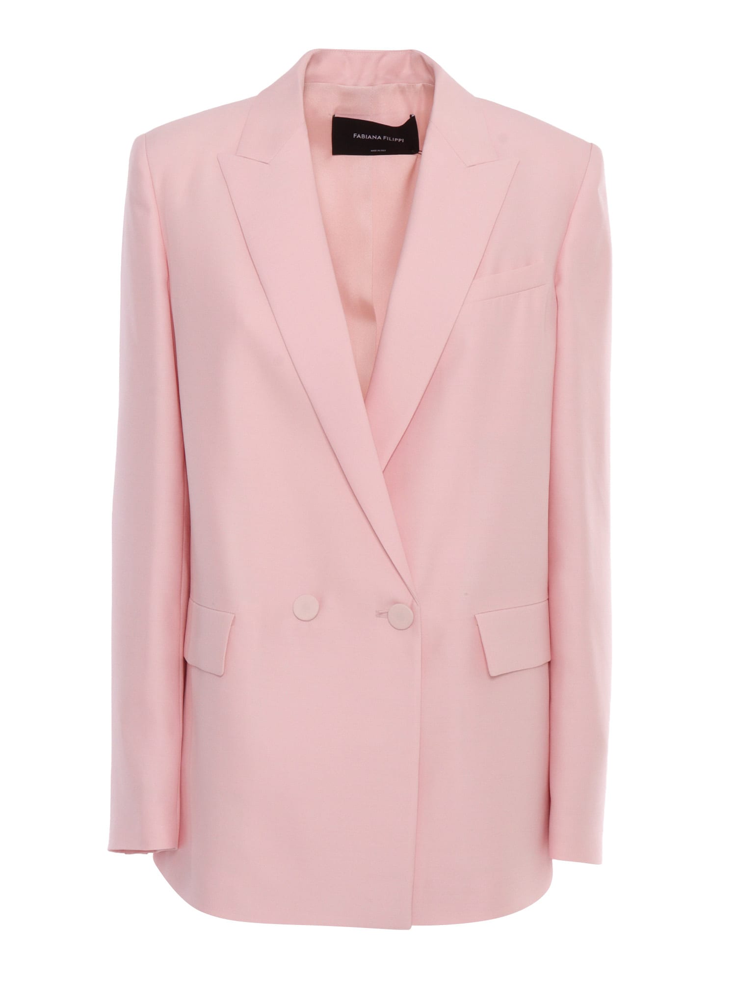 Shop Fabiana Filippi Pink Double Breasted Blazer