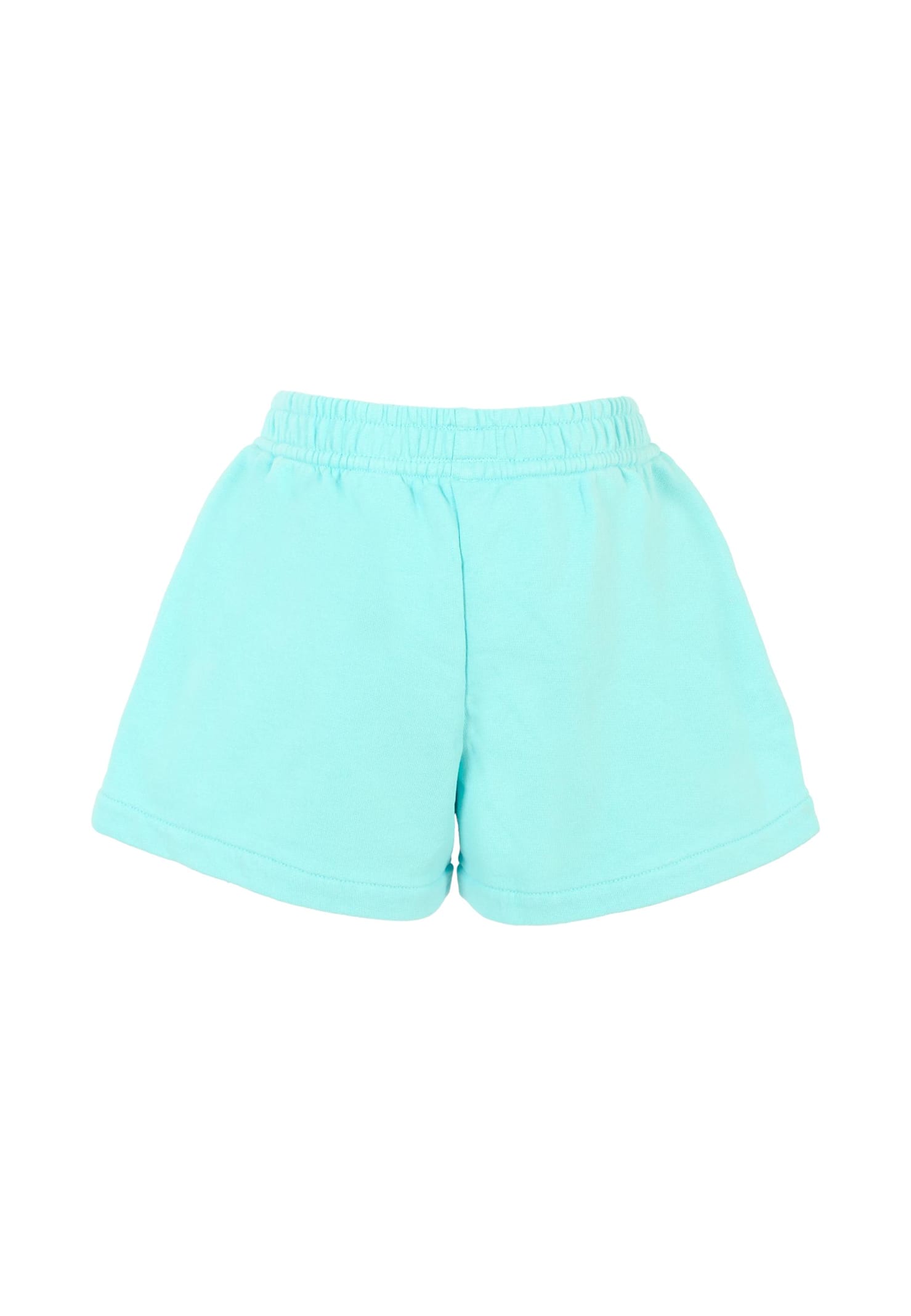 Mc2 Saint Barth Light Blue Shorts For Girl With White Logo In Blue
