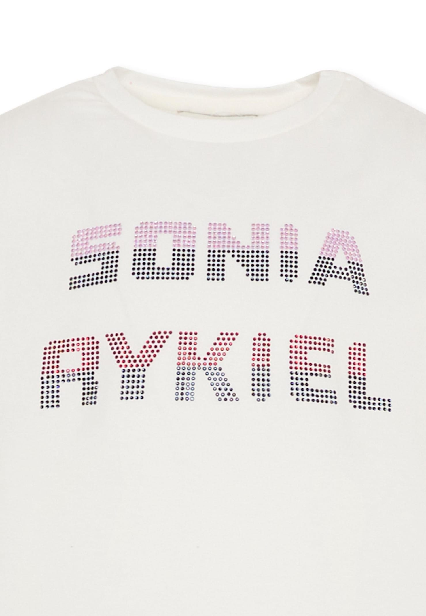 Rykiel Enfant Ivory T-shirt For Girl With Logo In White