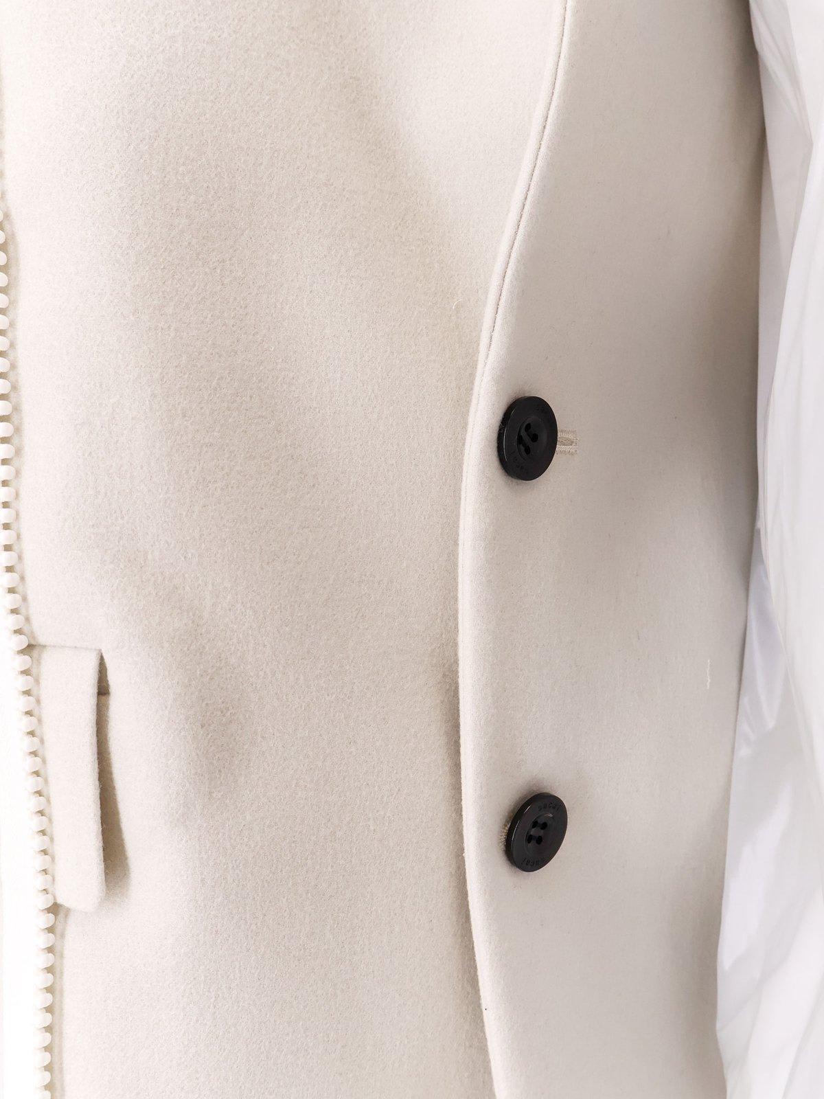Sacai Padded Nylon Jacket With Wool Inserts In Grey
