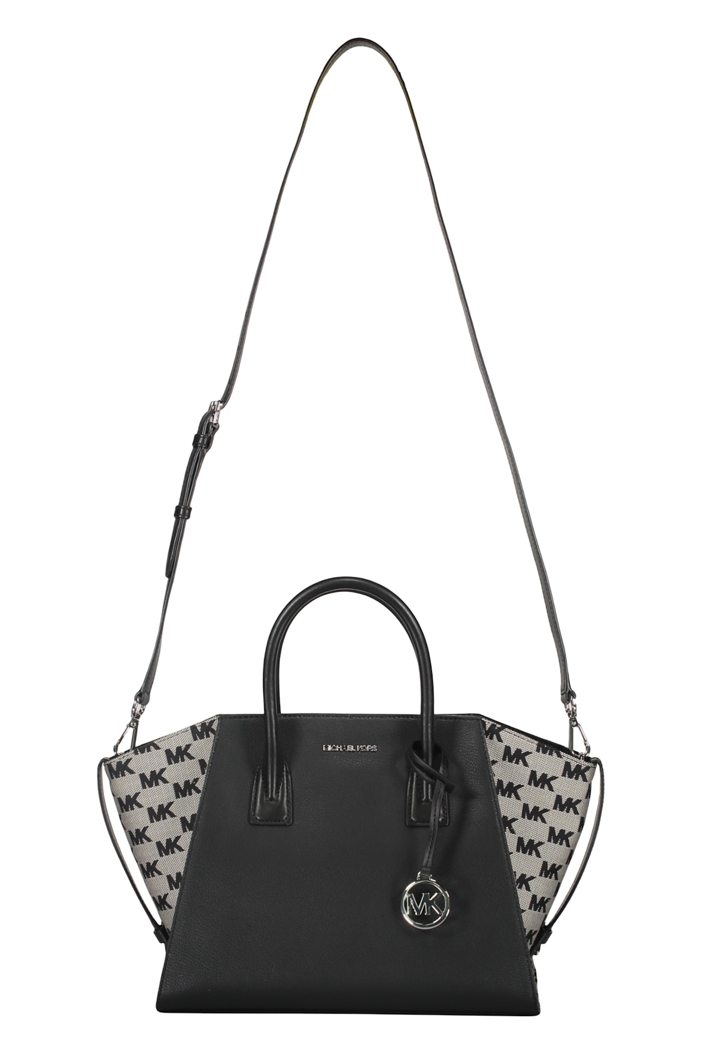 Michael Kors Leather And Fabric Bag In Black