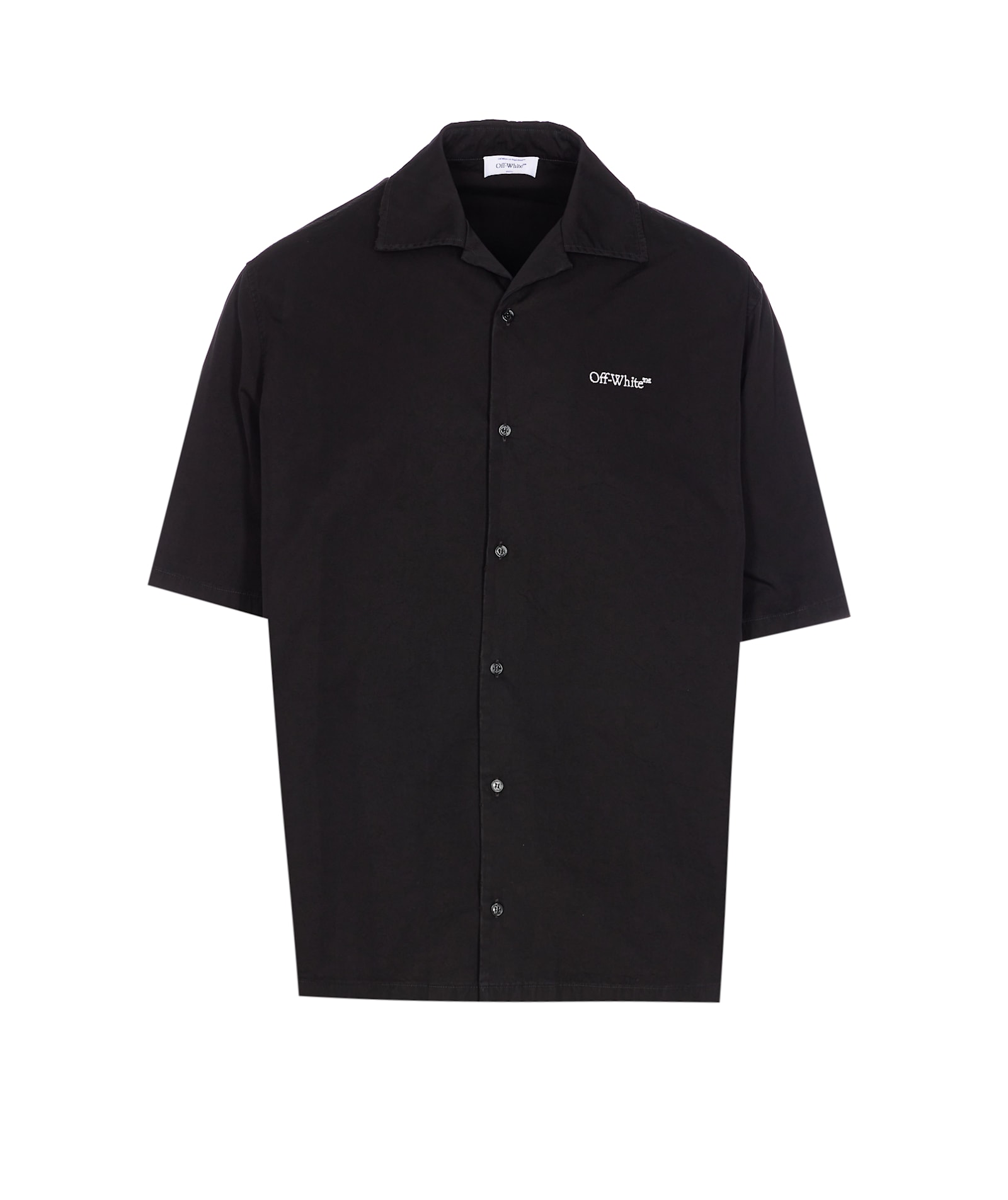 Off-white Graphic Print Bowling Shirt With Spread Collar In Black