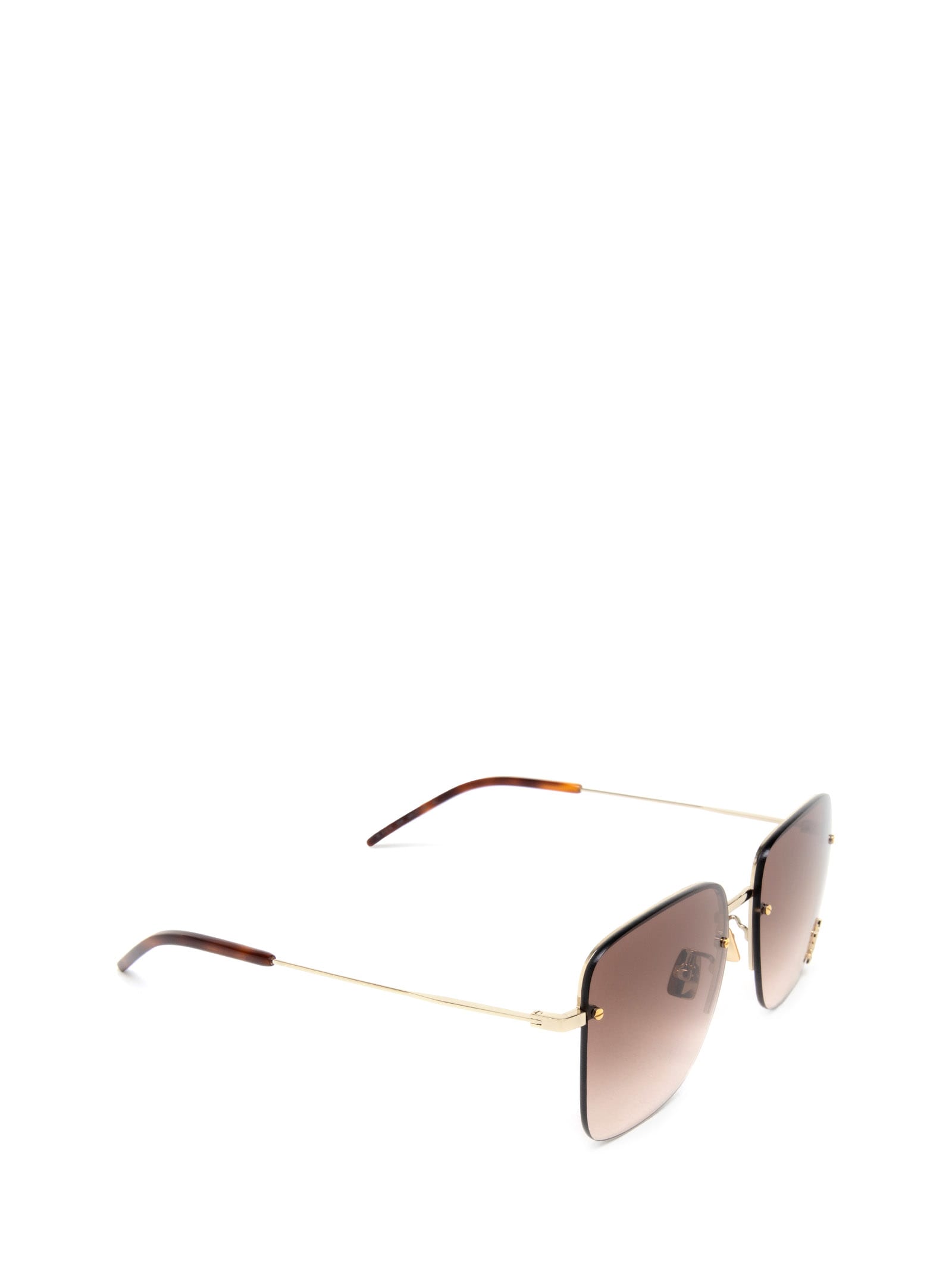 Shop Saint Laurent Sl 312 M Gold Sunglasses