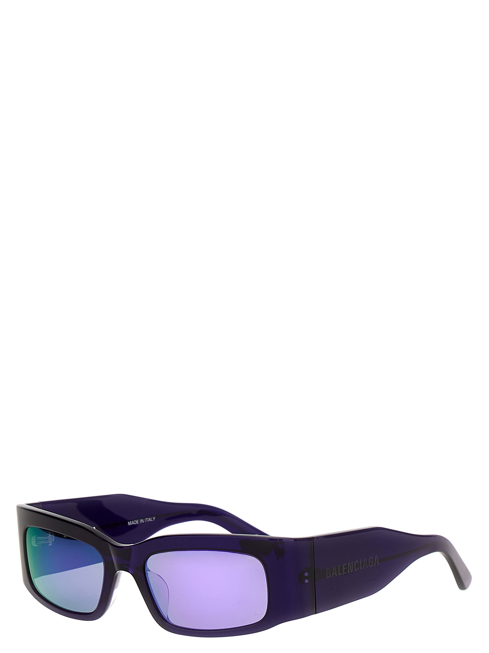 Shop Balenciaga Paper Rectangle Sunglasses In Purple