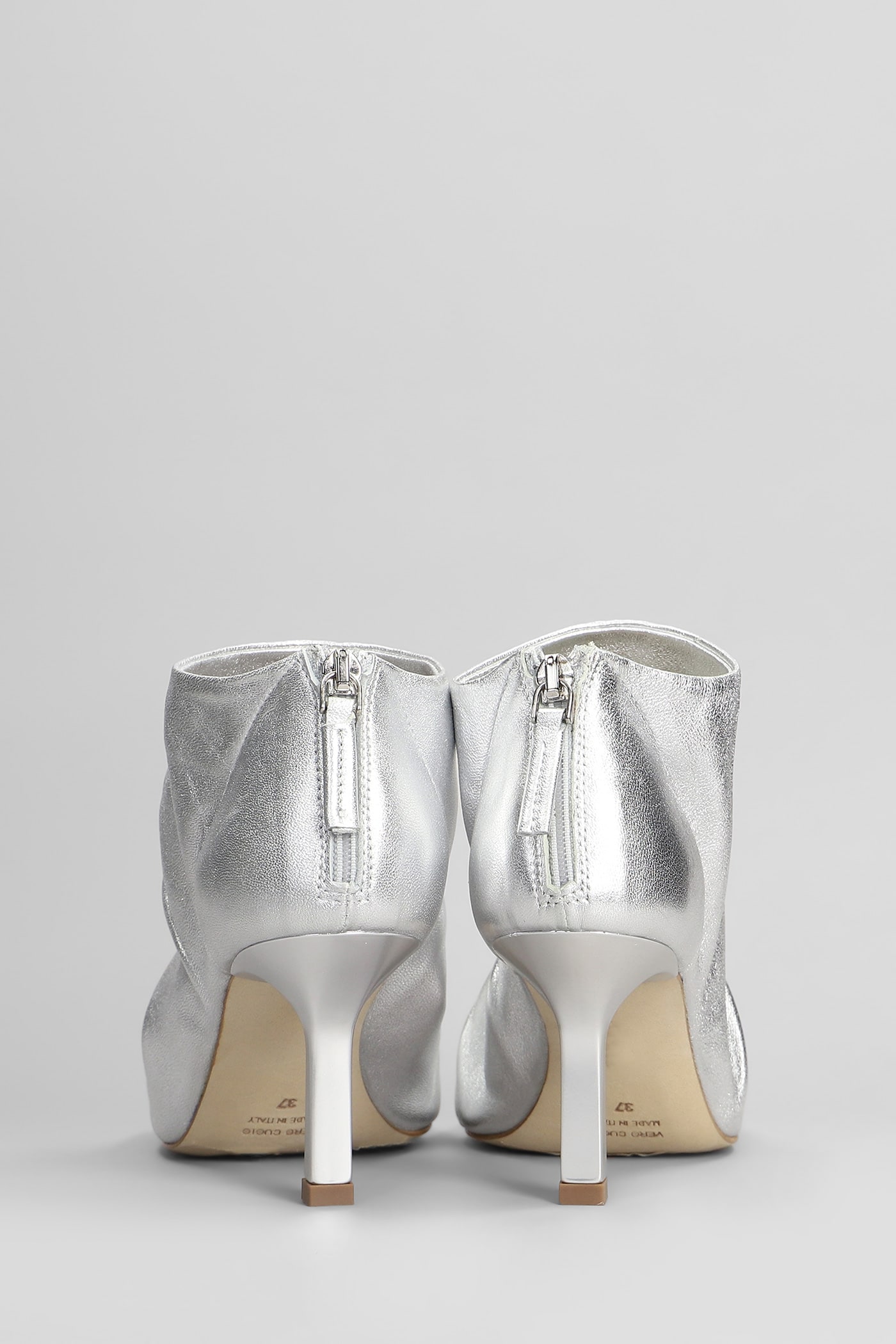 The Seller High Heels Ankle Boots In Silver Leather In Silver