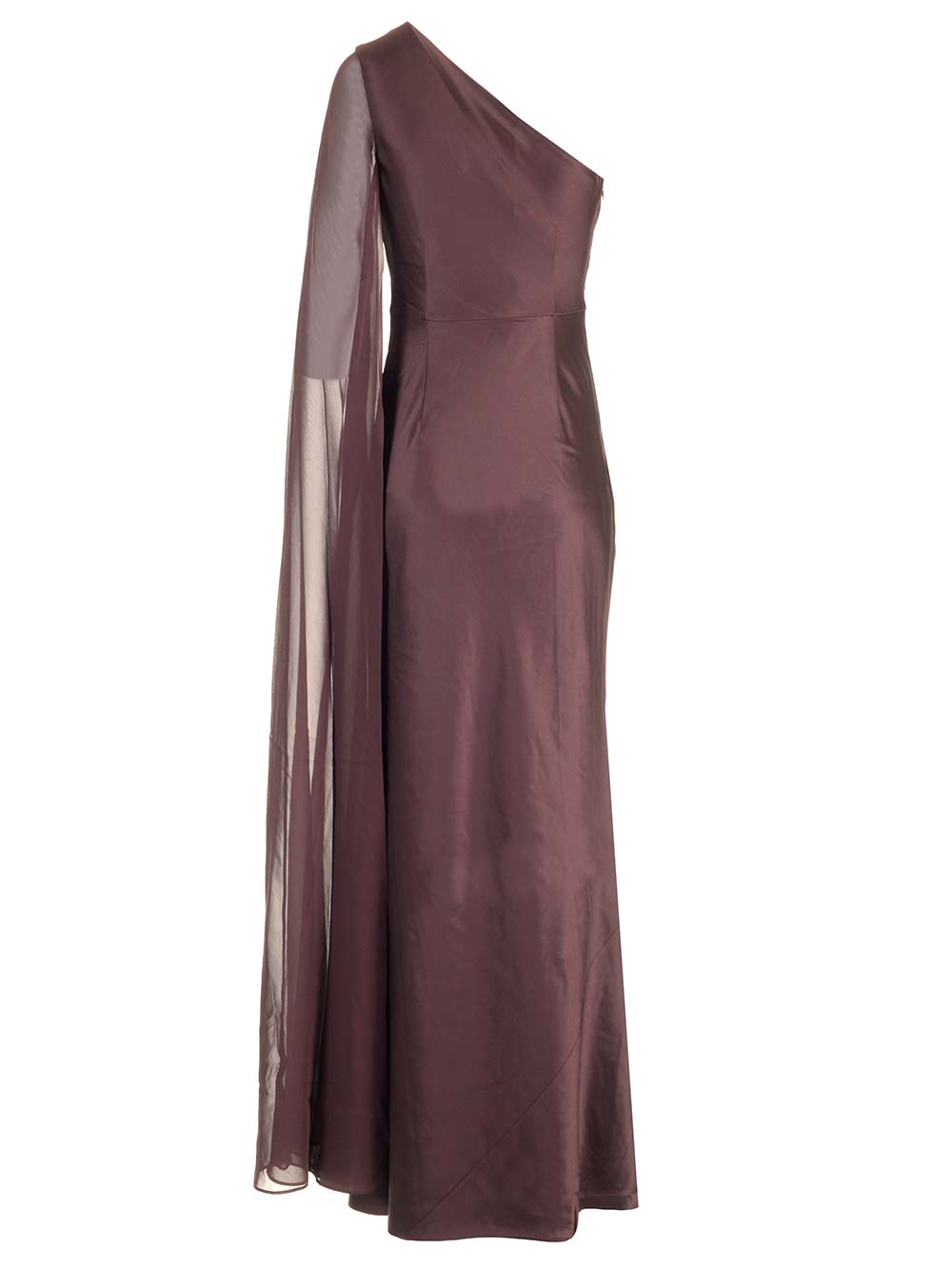 Shop Roland Mouret Silk Gown Dress In Brown