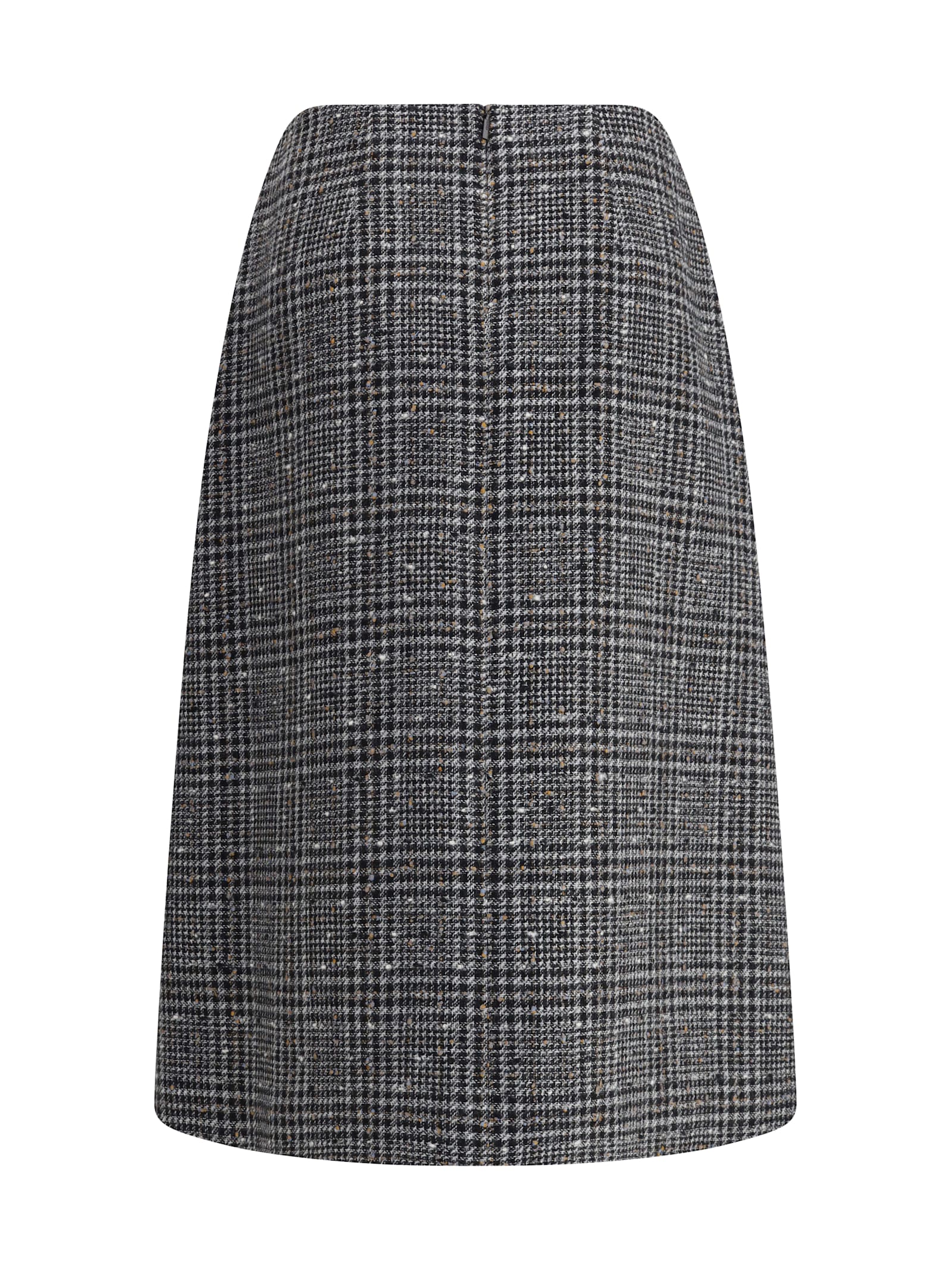 Fendi Prince Of Wales Tweed Midi Skirt In Gray