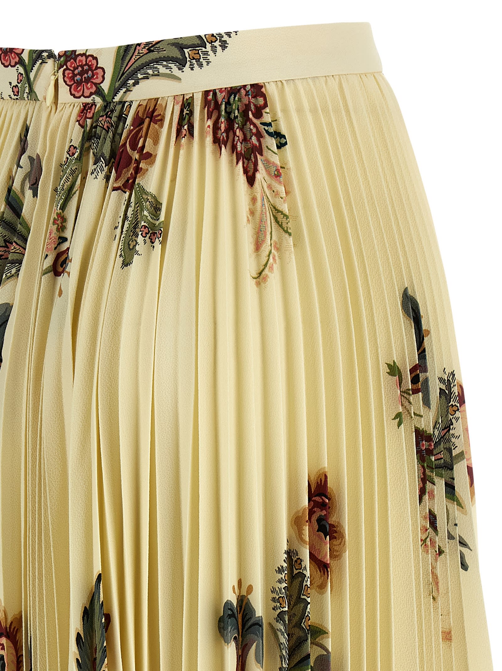 Etro Floral Print Pleated Midi Skirt In Multi