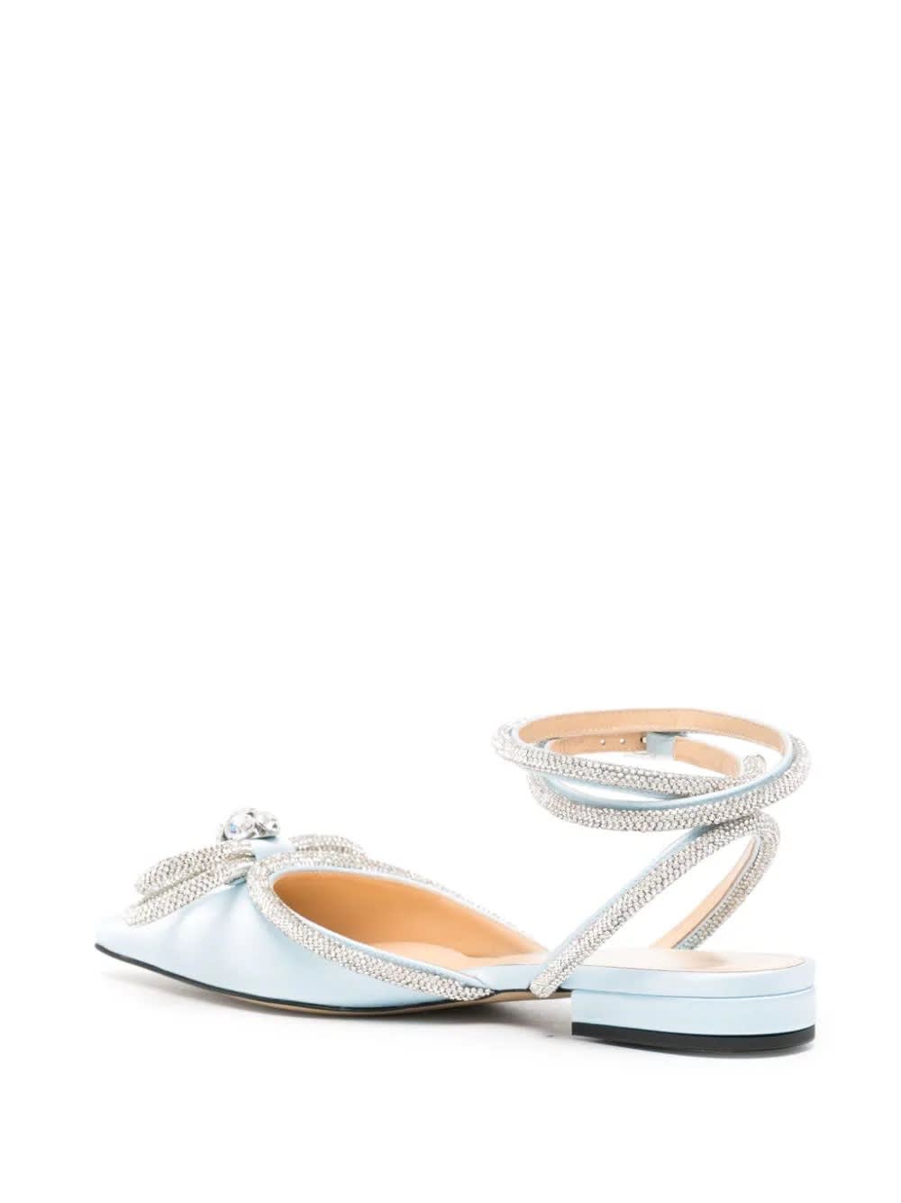 Shop Mach &amp; Mach Light Blue Patent Double Bow Ballerinas In Clear Blue