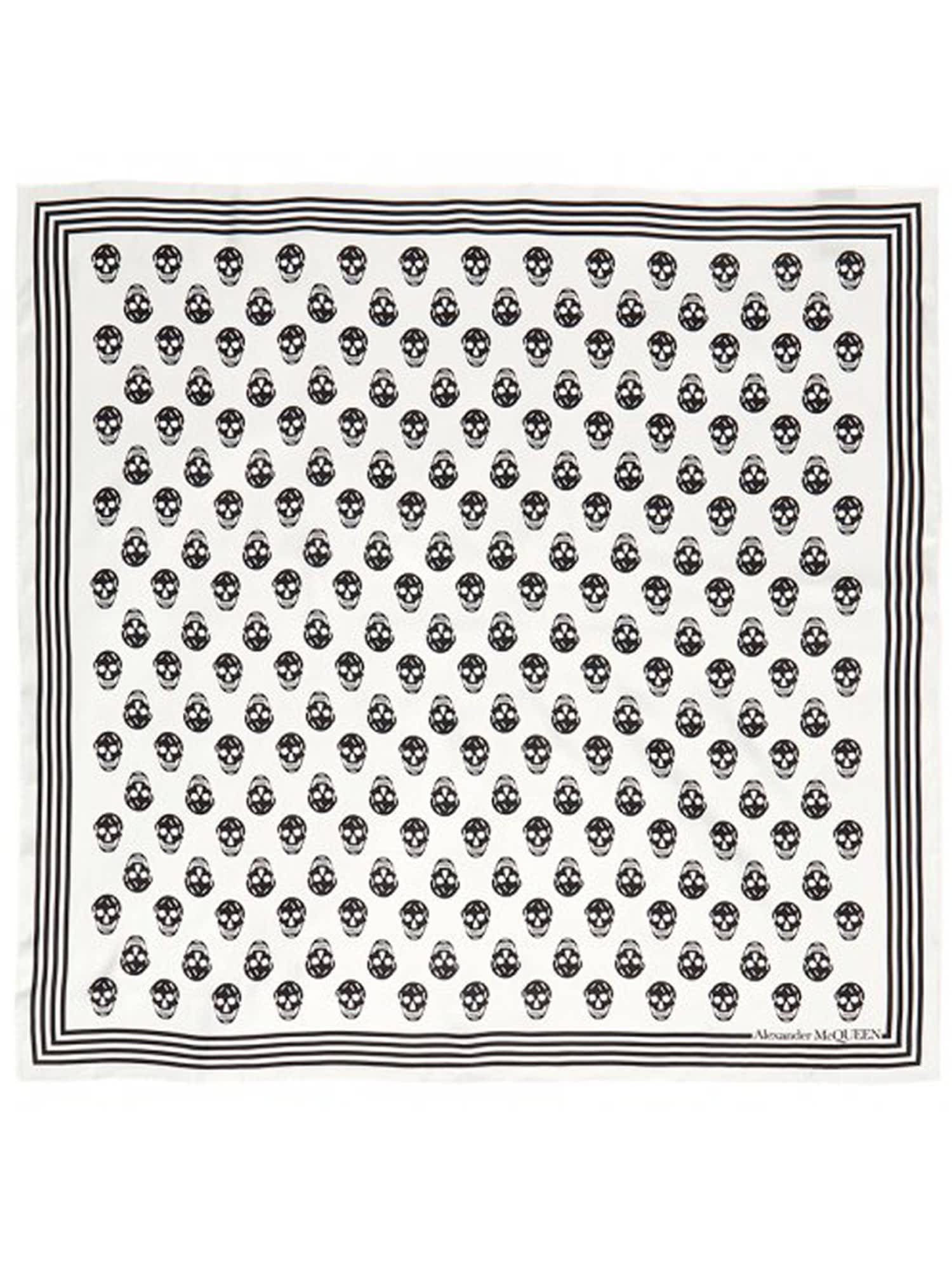 Alexander Mcqueen Skull Printed Frayed-edge Scarf In White