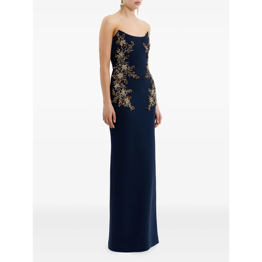 Rebecca Vallance Orla Embellished Crepe Gown In Blue