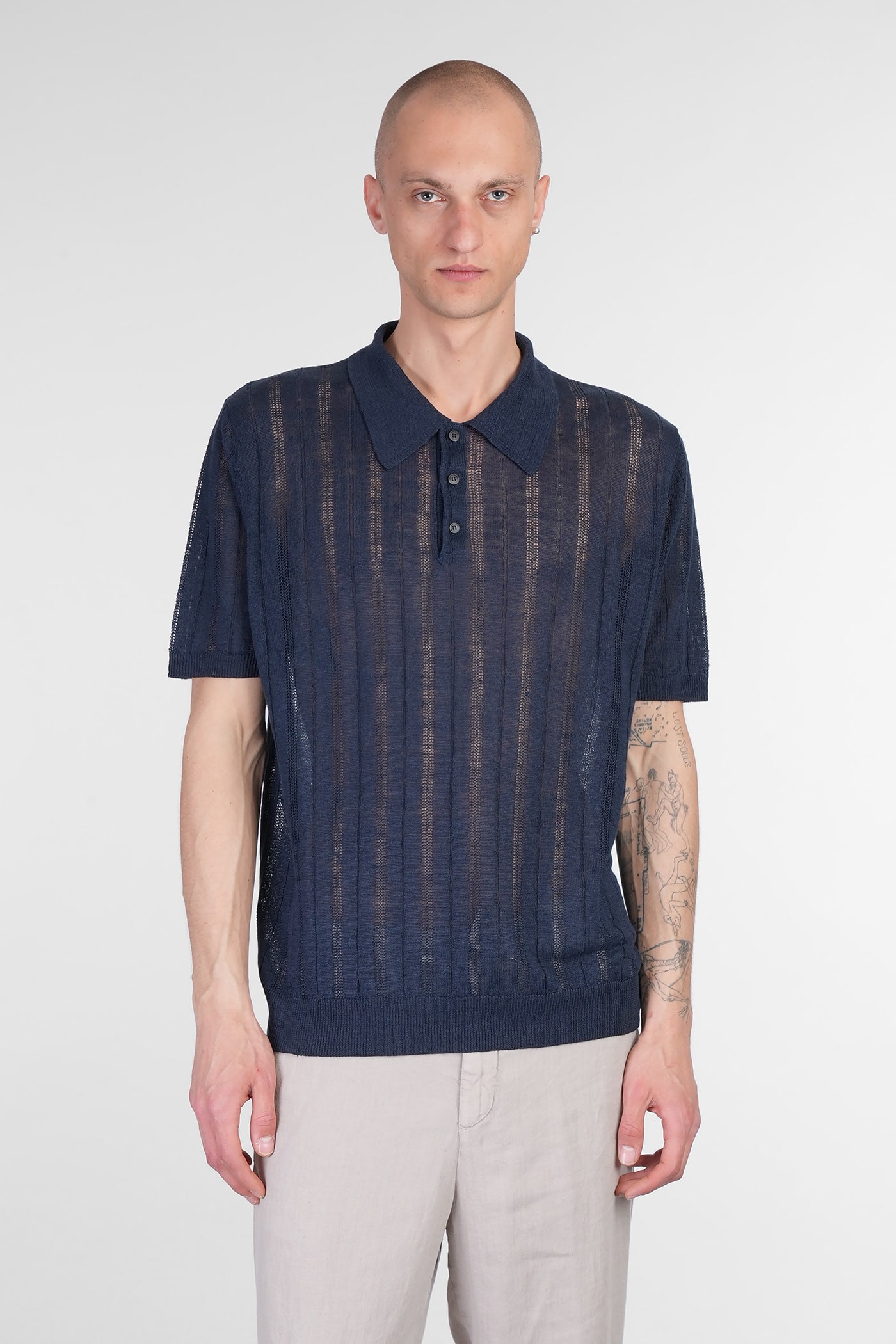 Polo In Blue Linen