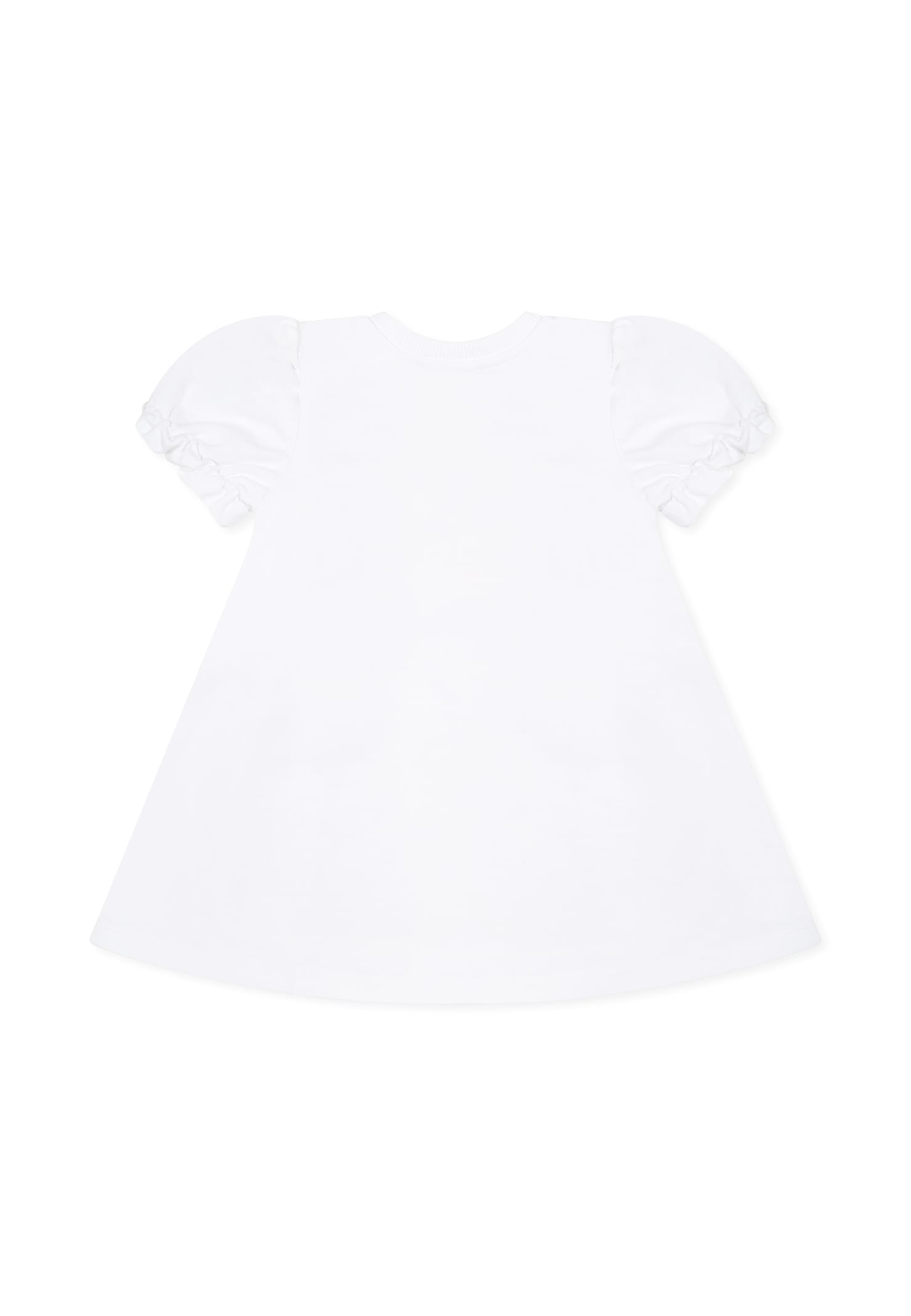 Moschino White Dress For Baby Girl With Bicycle Print In White
