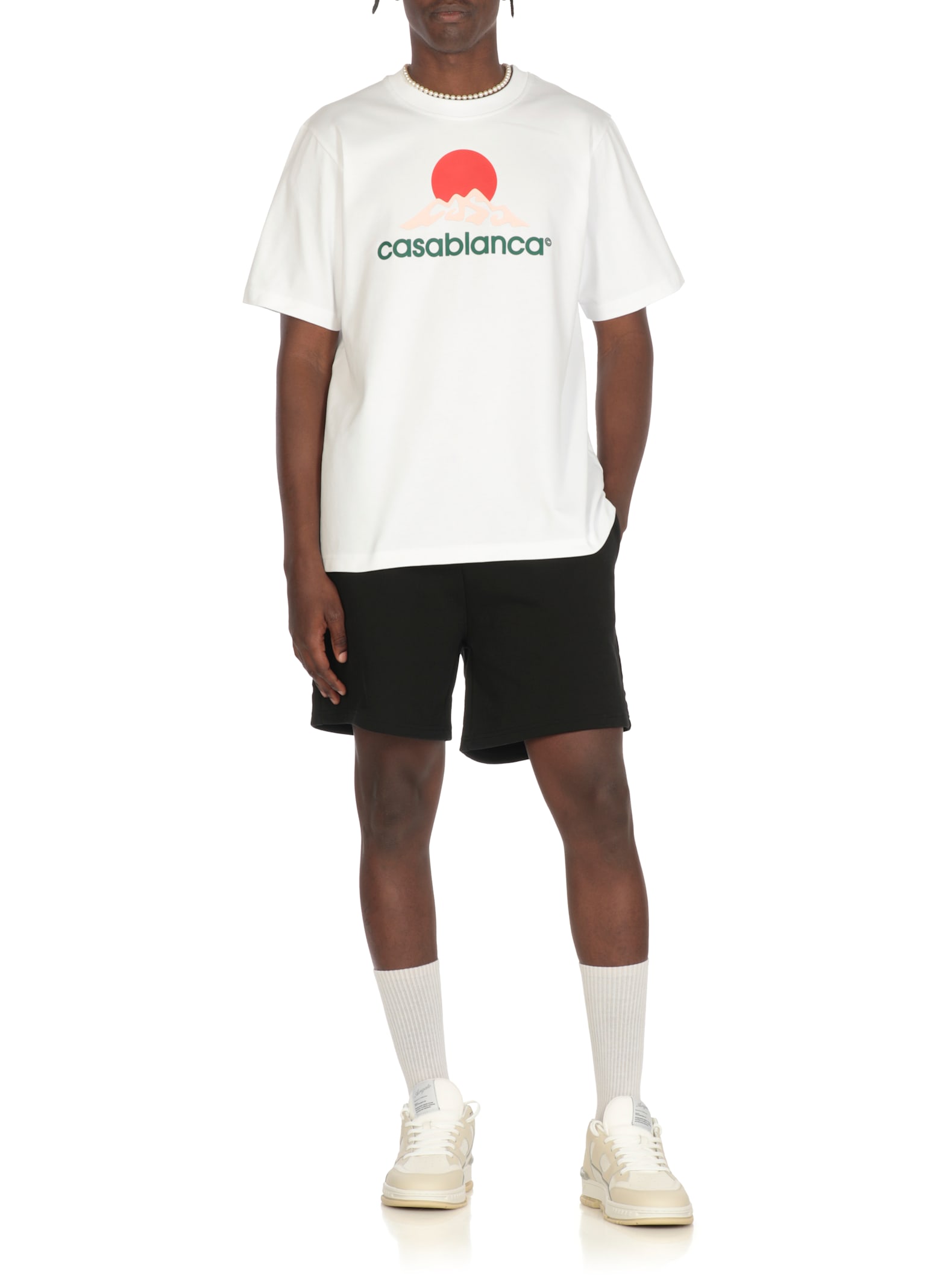 Casablanca White Crewneck T-shirt With Logo On The Front In White