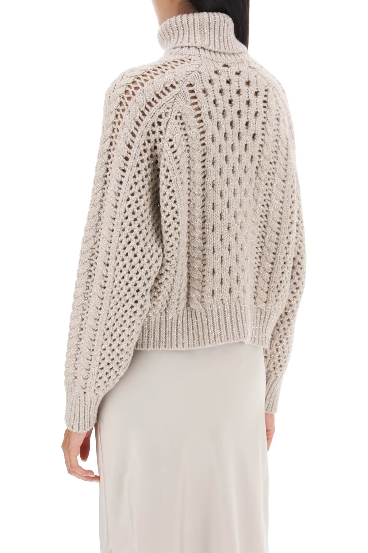 Brunello Cucinelli Cable-knit Cashmere-blend Sweater In Feather+stracciatella