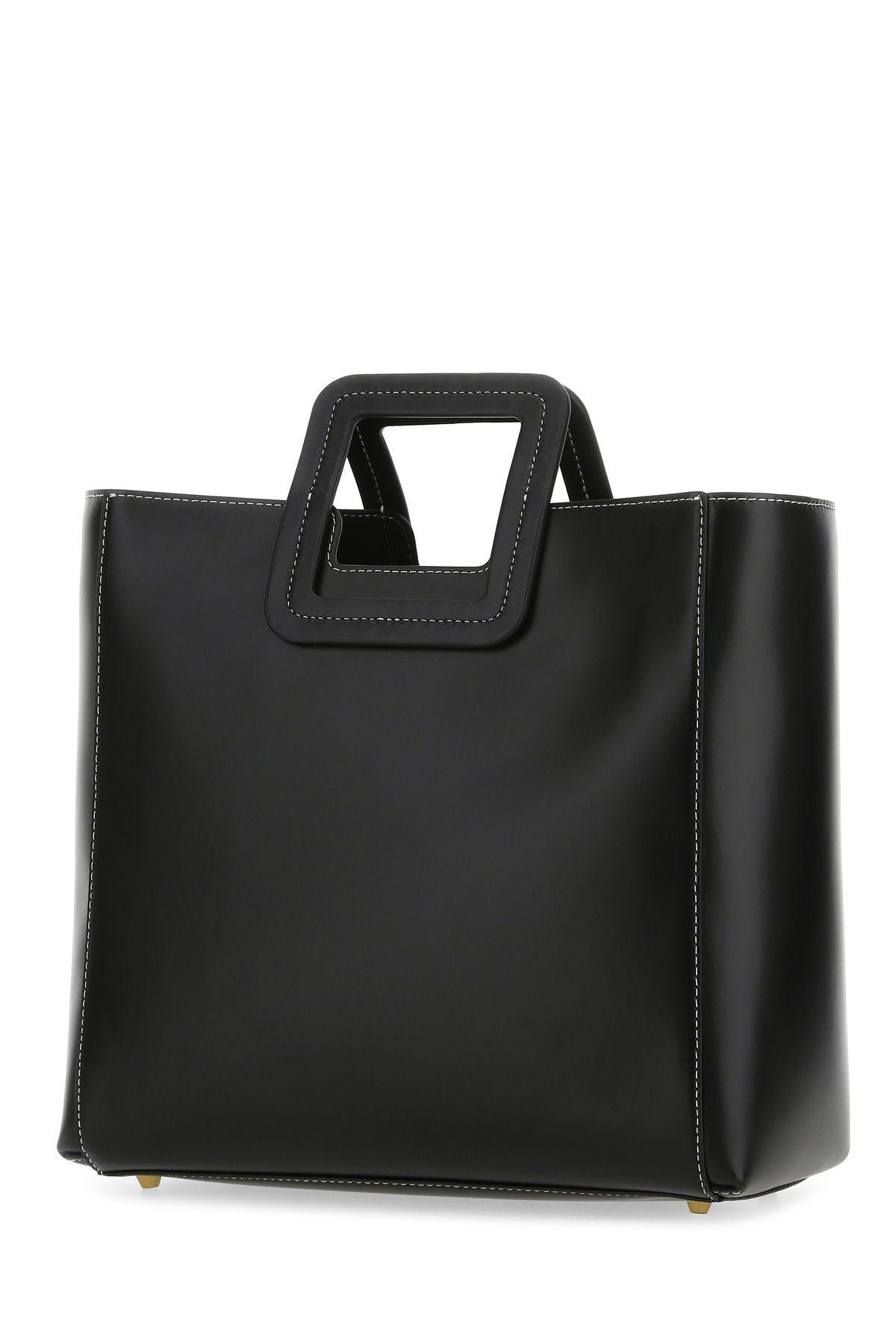 Shop Staud Black Leather Shirley Shopping Bag