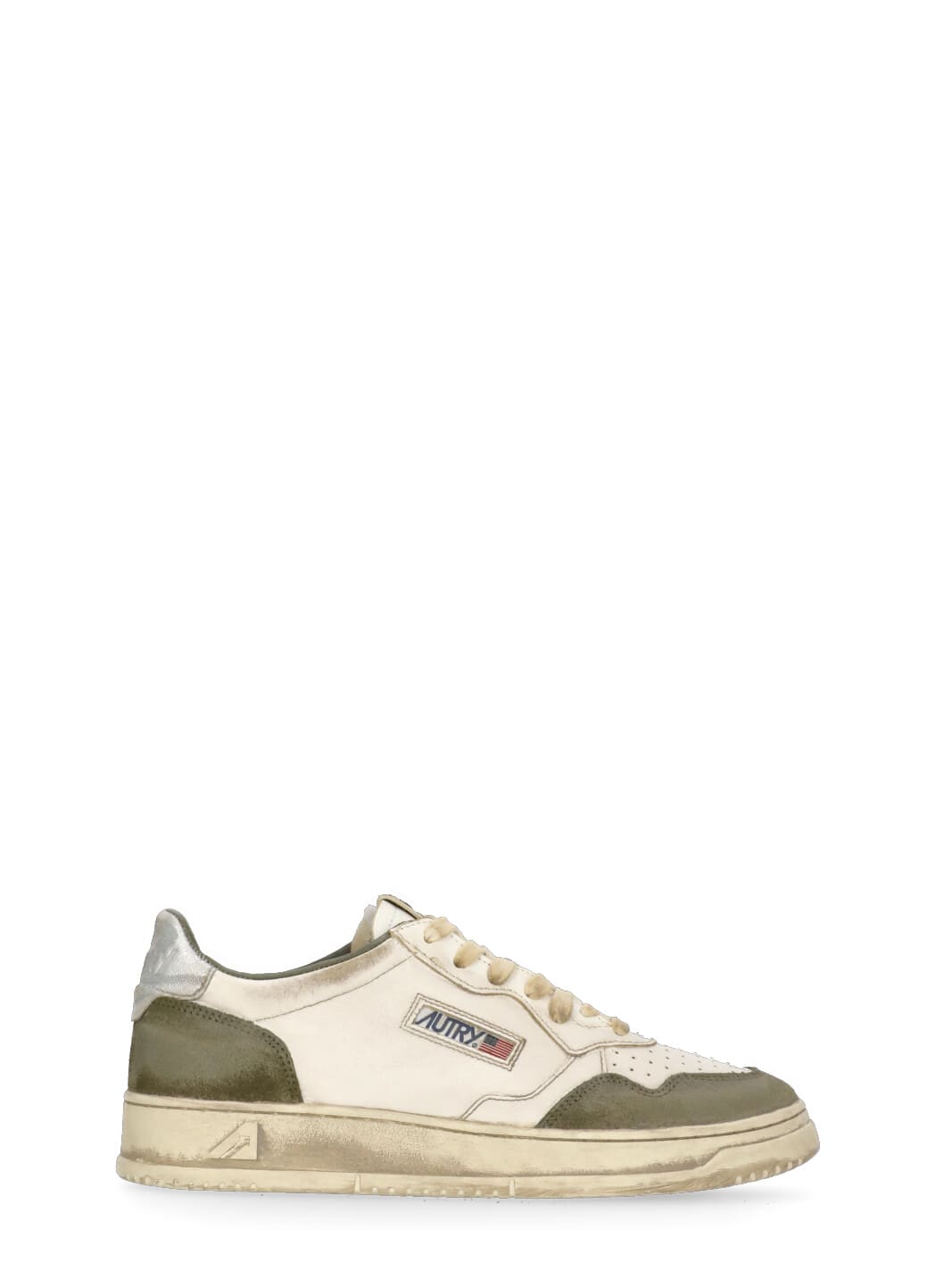 Autry Supvint Lowleat Suede Lizard Silv Sneaker In Neutral