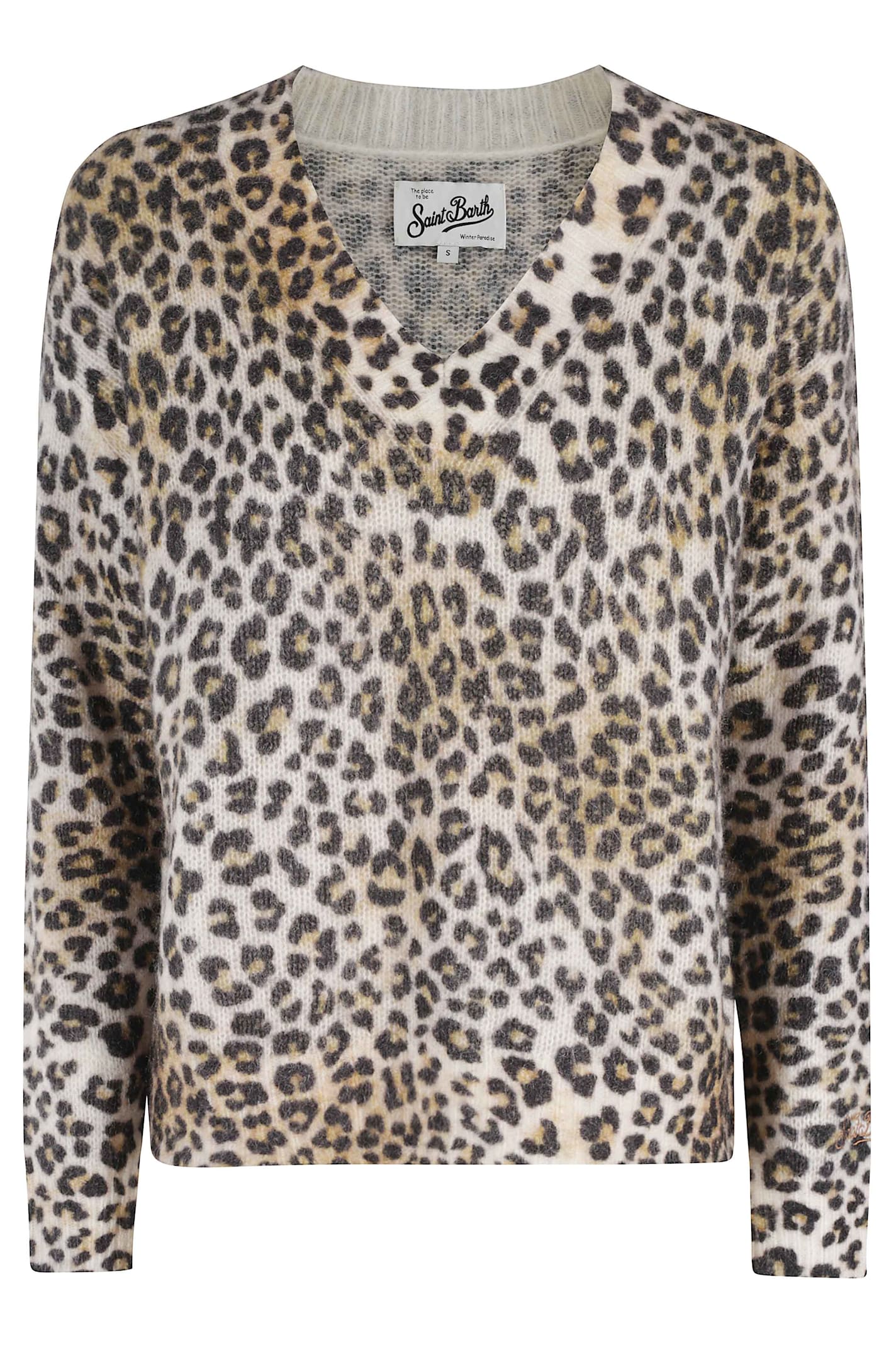Mc2 Saint Barth Elara Leopard-print Sweater In Brown
