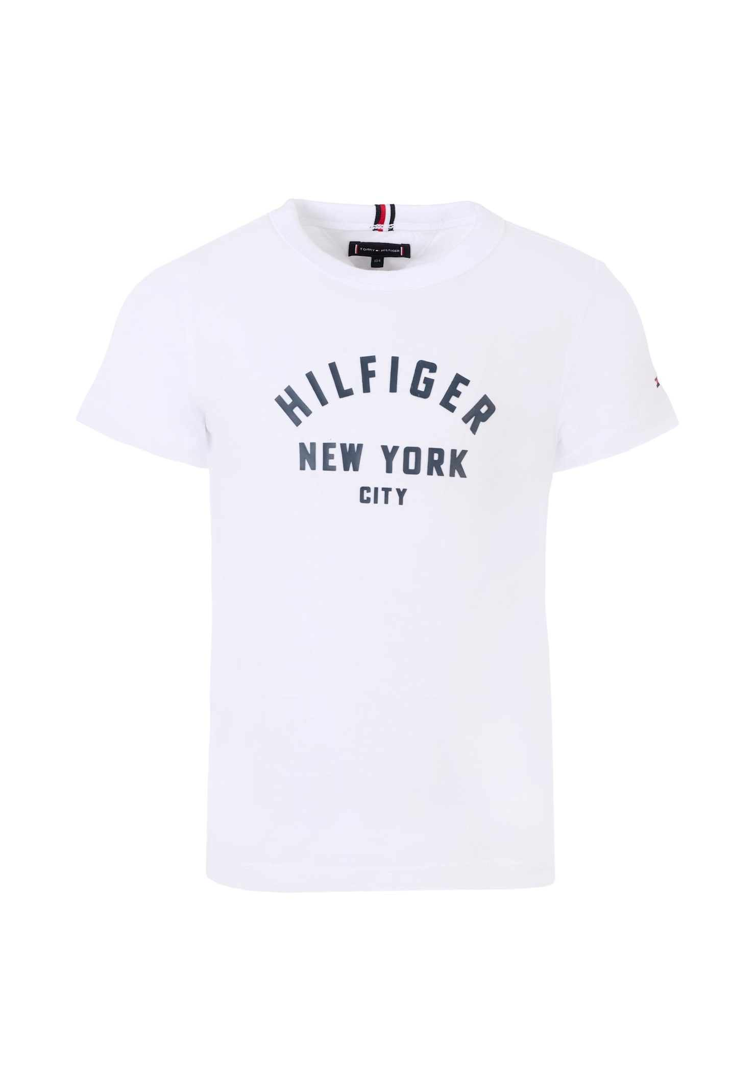 Tommy Hilfiger White T-shirt For Kids With Blue Logo In Multi
