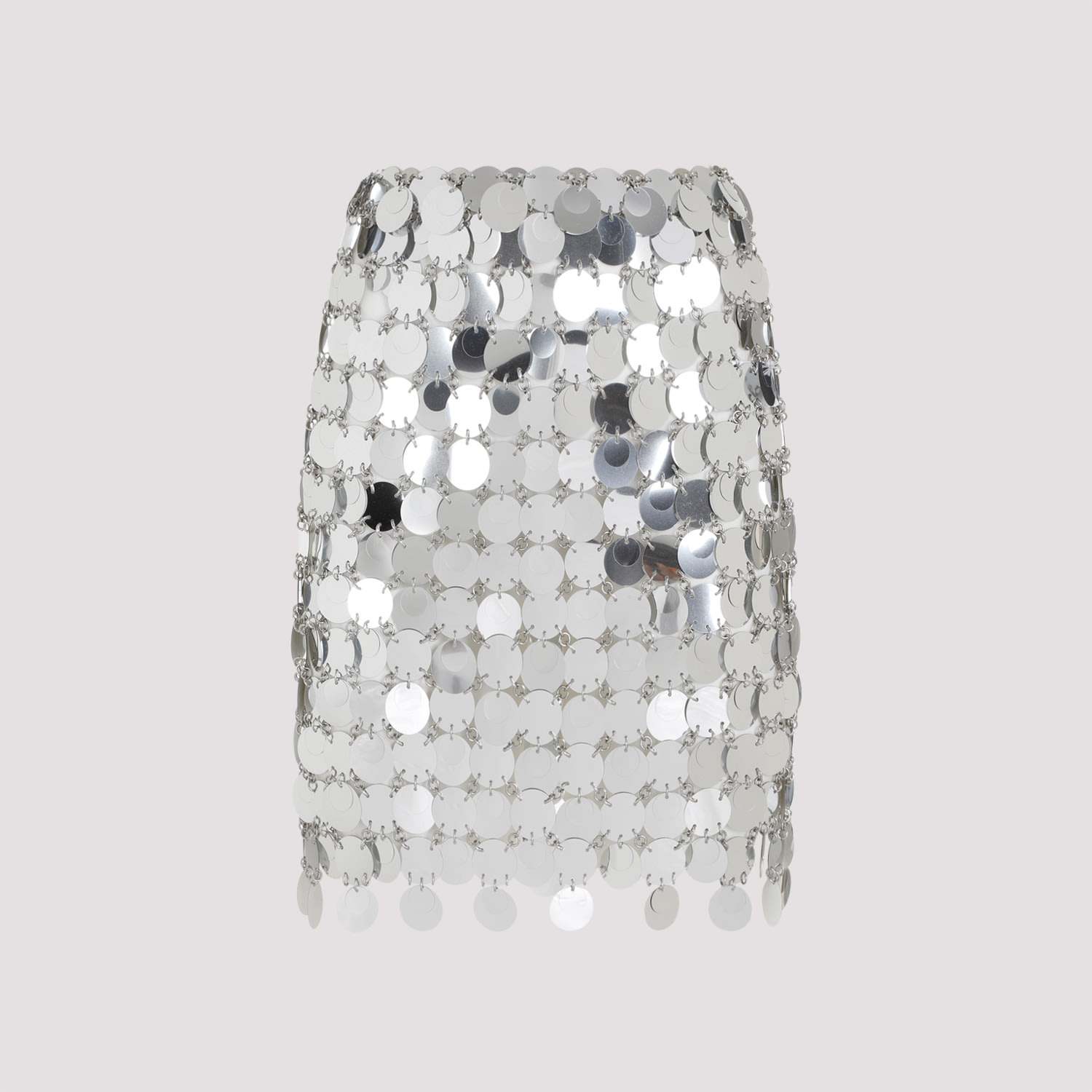 Shop Rabanne Round Sequin Mini Skirt In Silver