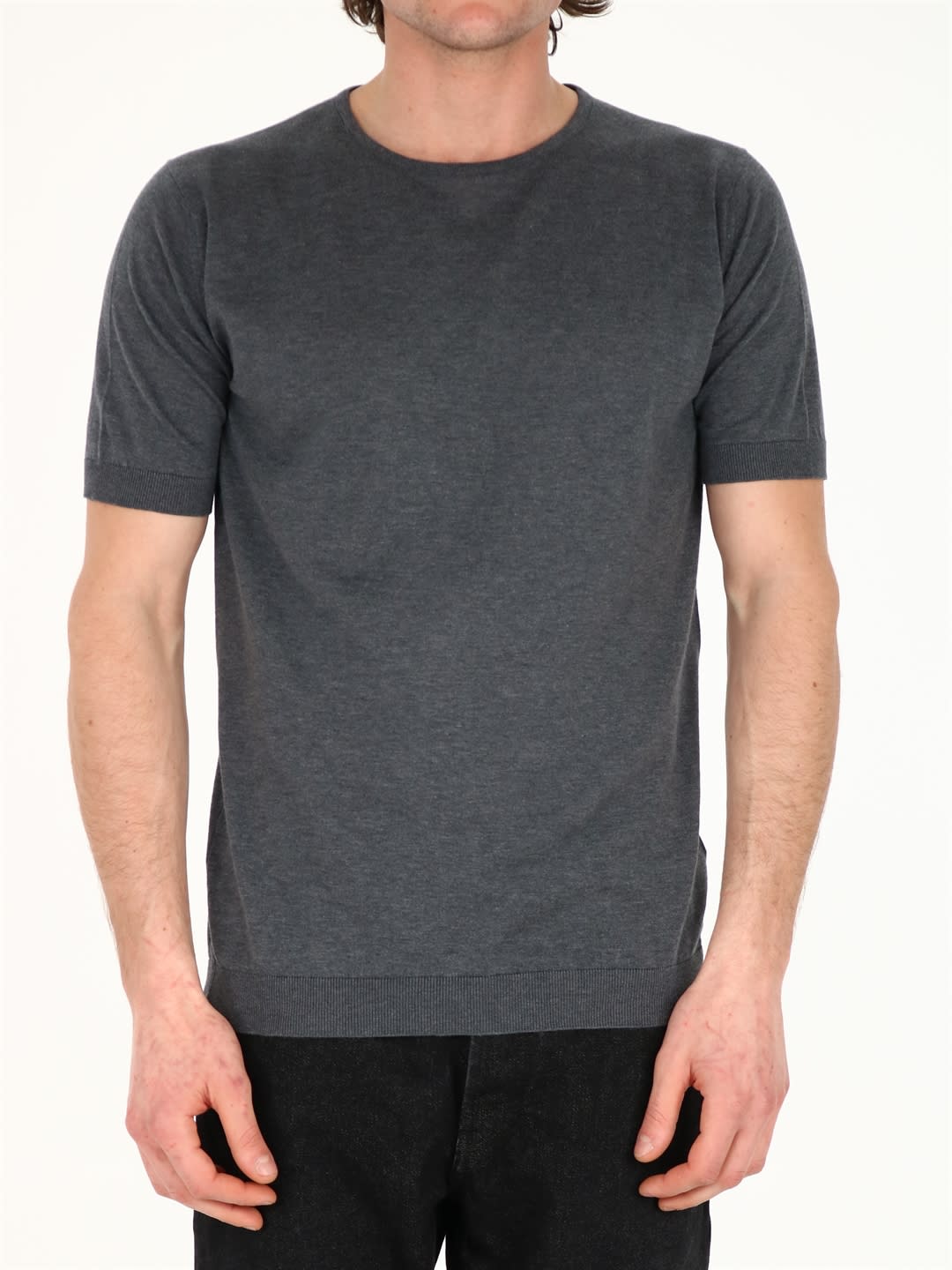 John Smedley Gray Cotton T-shirt