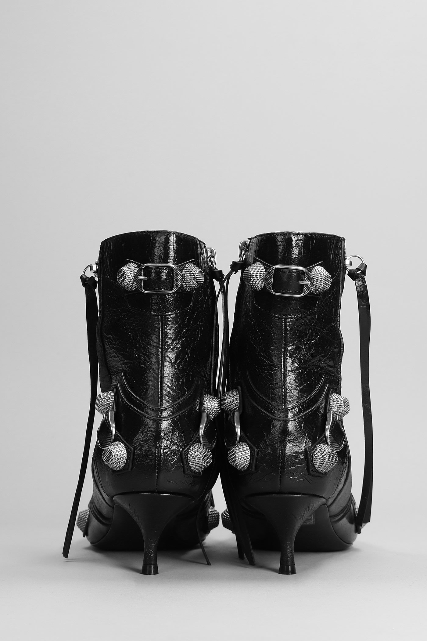 Shop Balenciaga Low Heels Ankle Boots In Black Leather