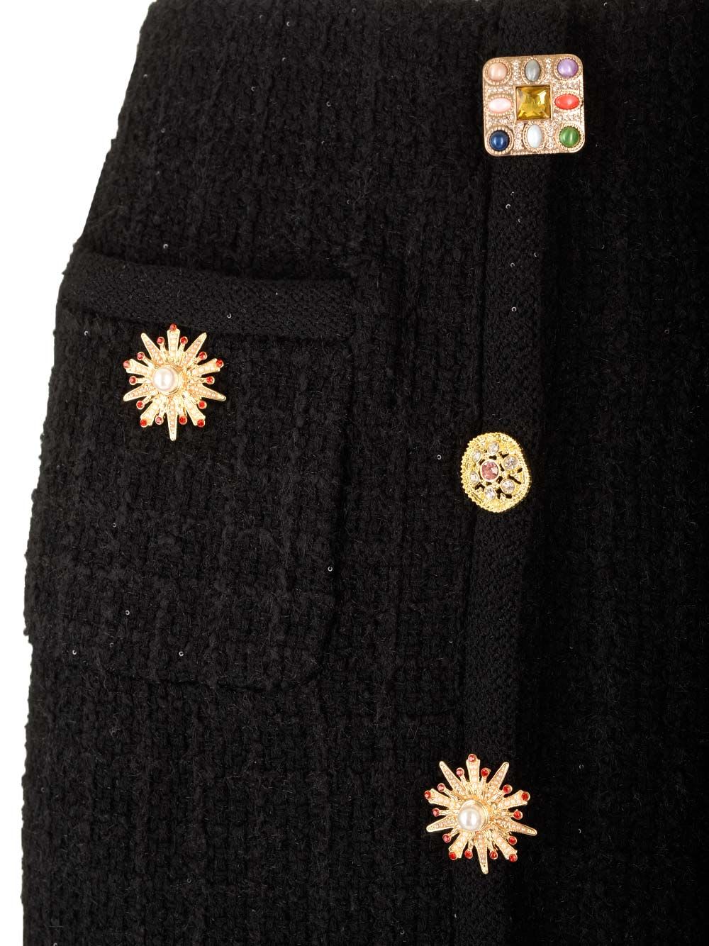 Shop Self-portrait Mini Skirt With Jewel Buttons In Black