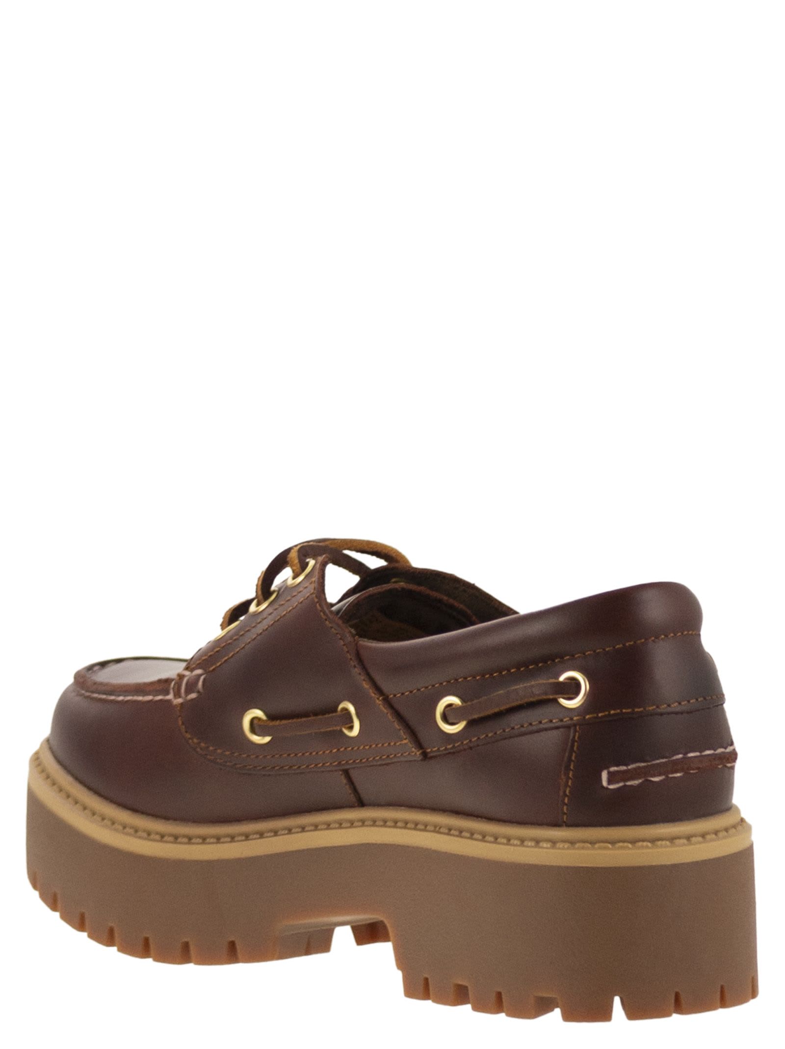 Timberland Boat Shoes Con Plateau Stone Street W Marrone Scuro In Brown