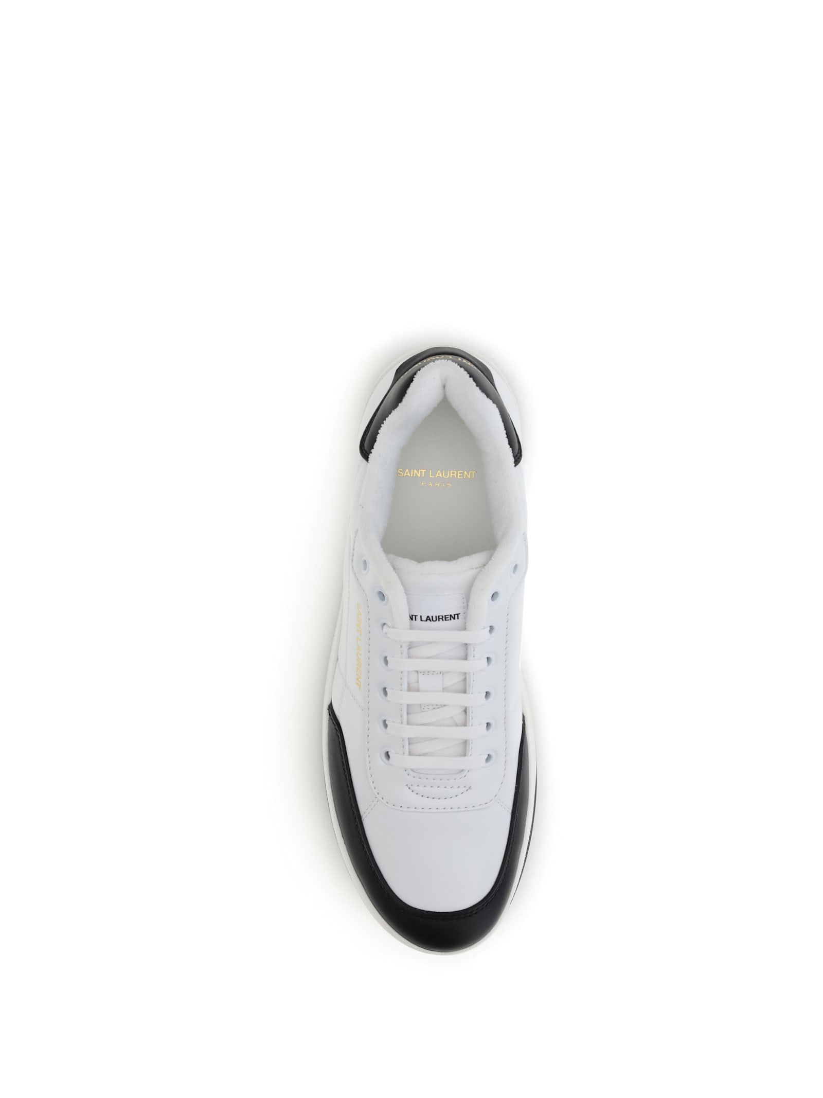 Saint Laurent White And Black Leather Sneakers In Multi
